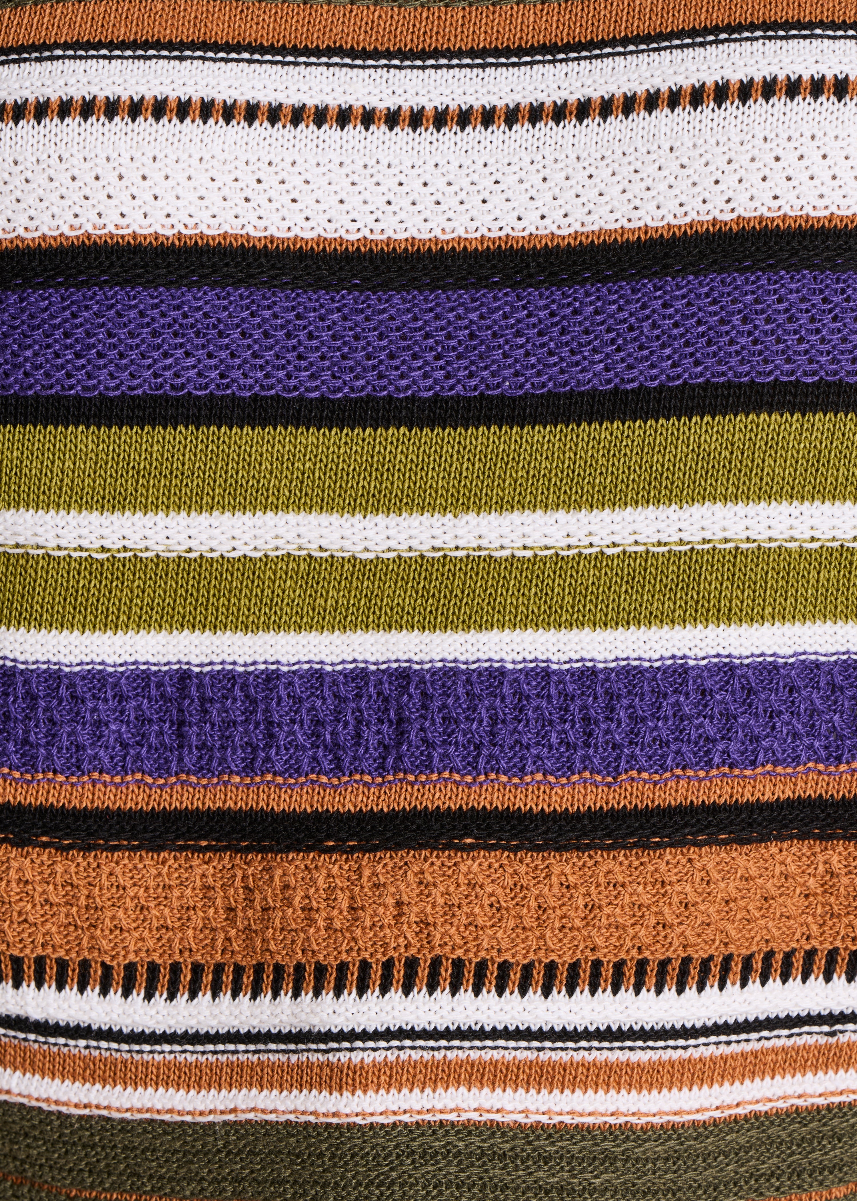 Pull à rayures multicolores kaki et camel