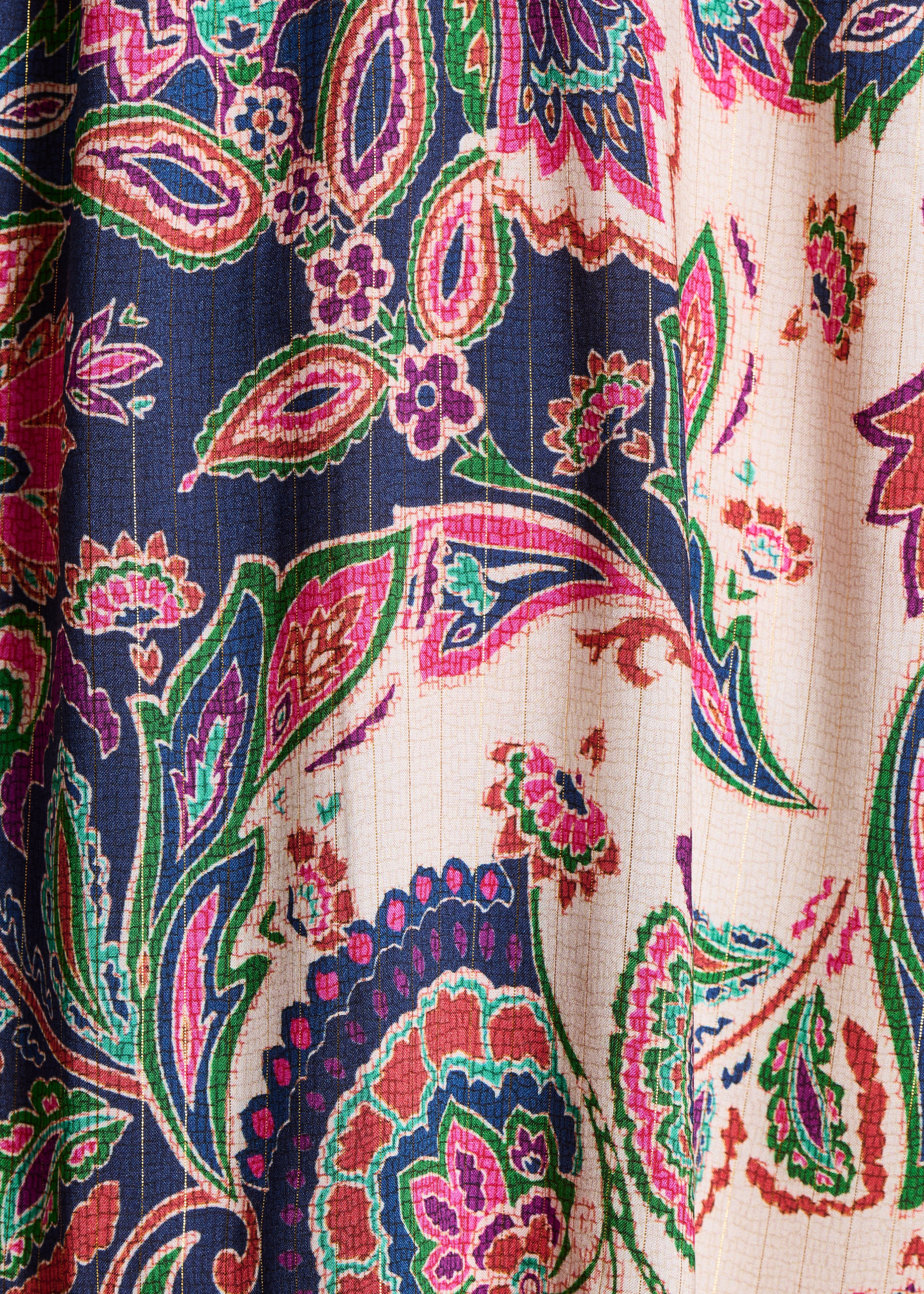 Short dress with pink and blue print, short sleeves