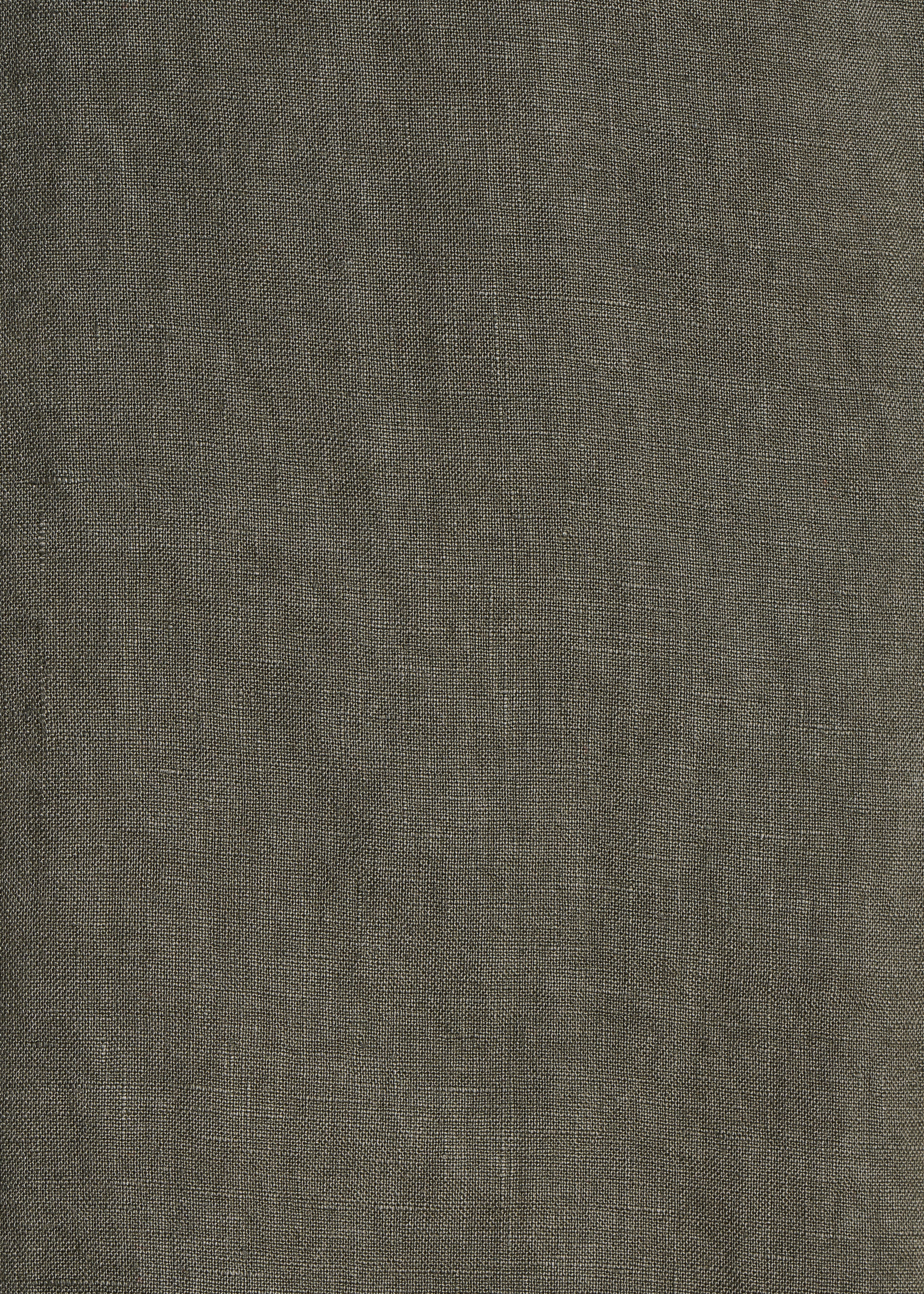 Weites kurzes Kleid in Khaki aus Leinen mit V-Ausschnitt