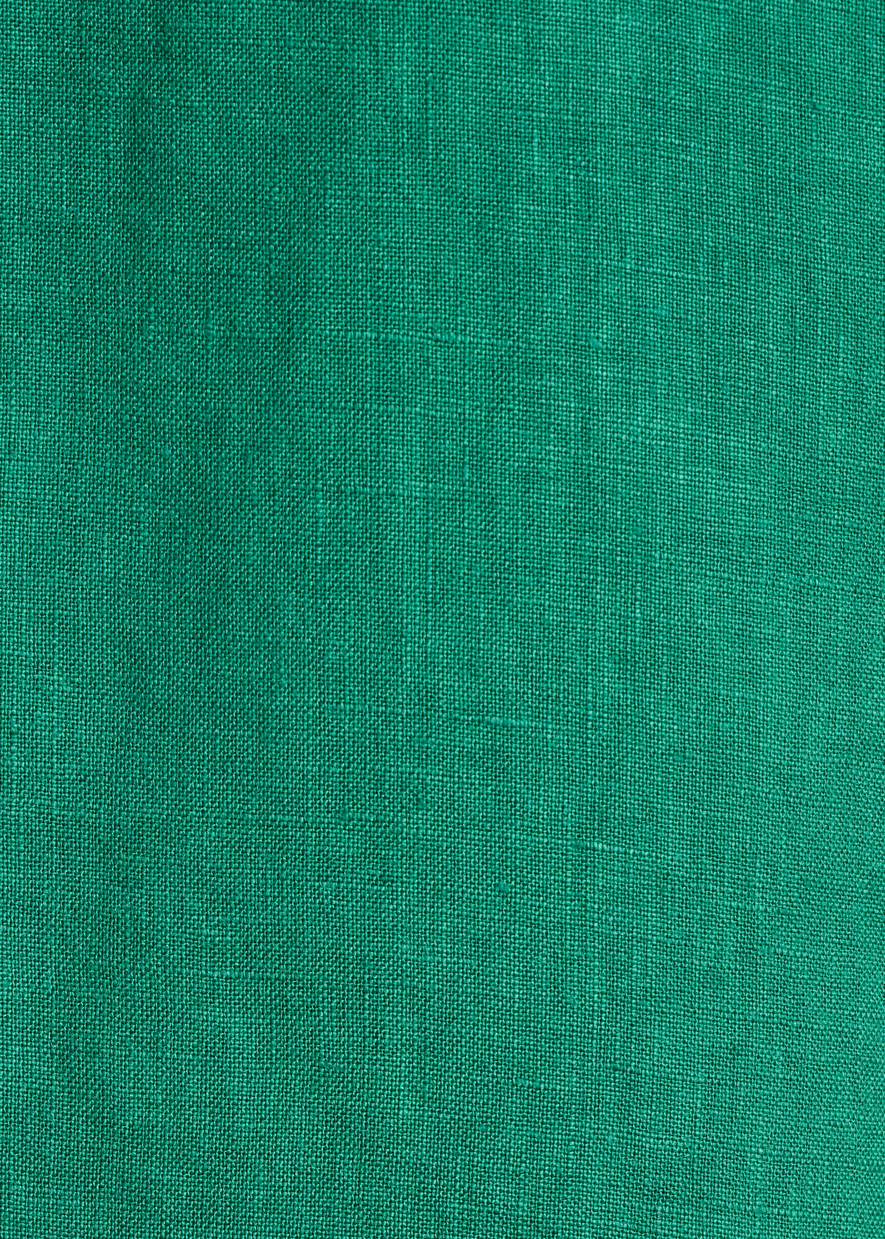 Green straight short linen dress