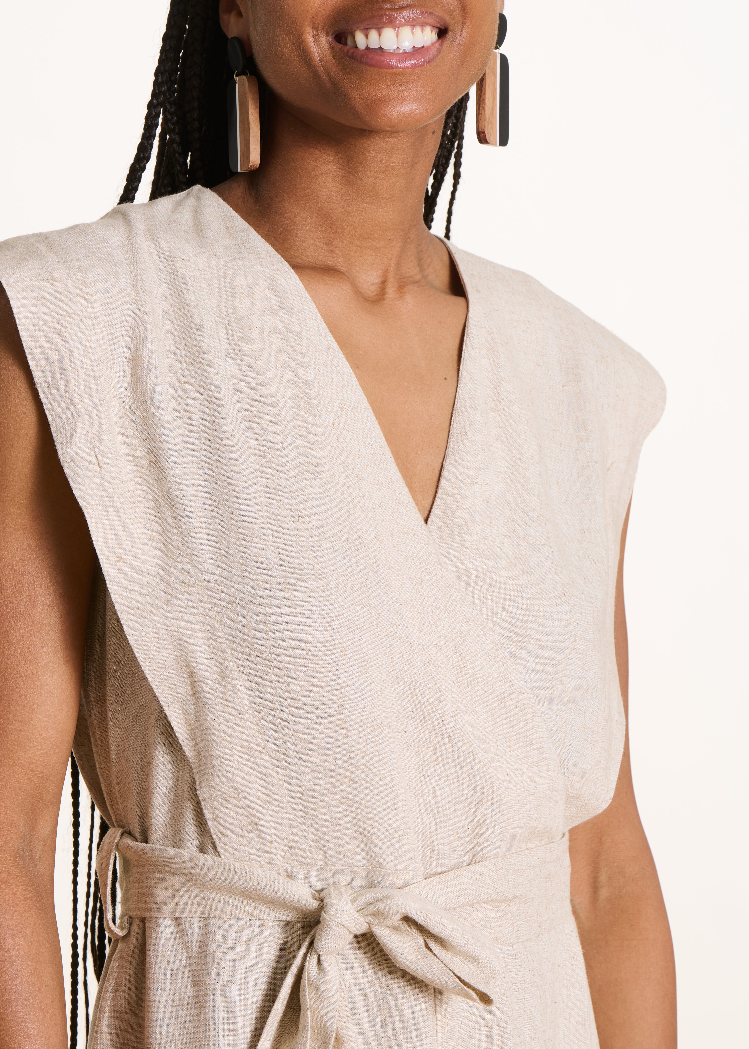 Beige midi wrap dress