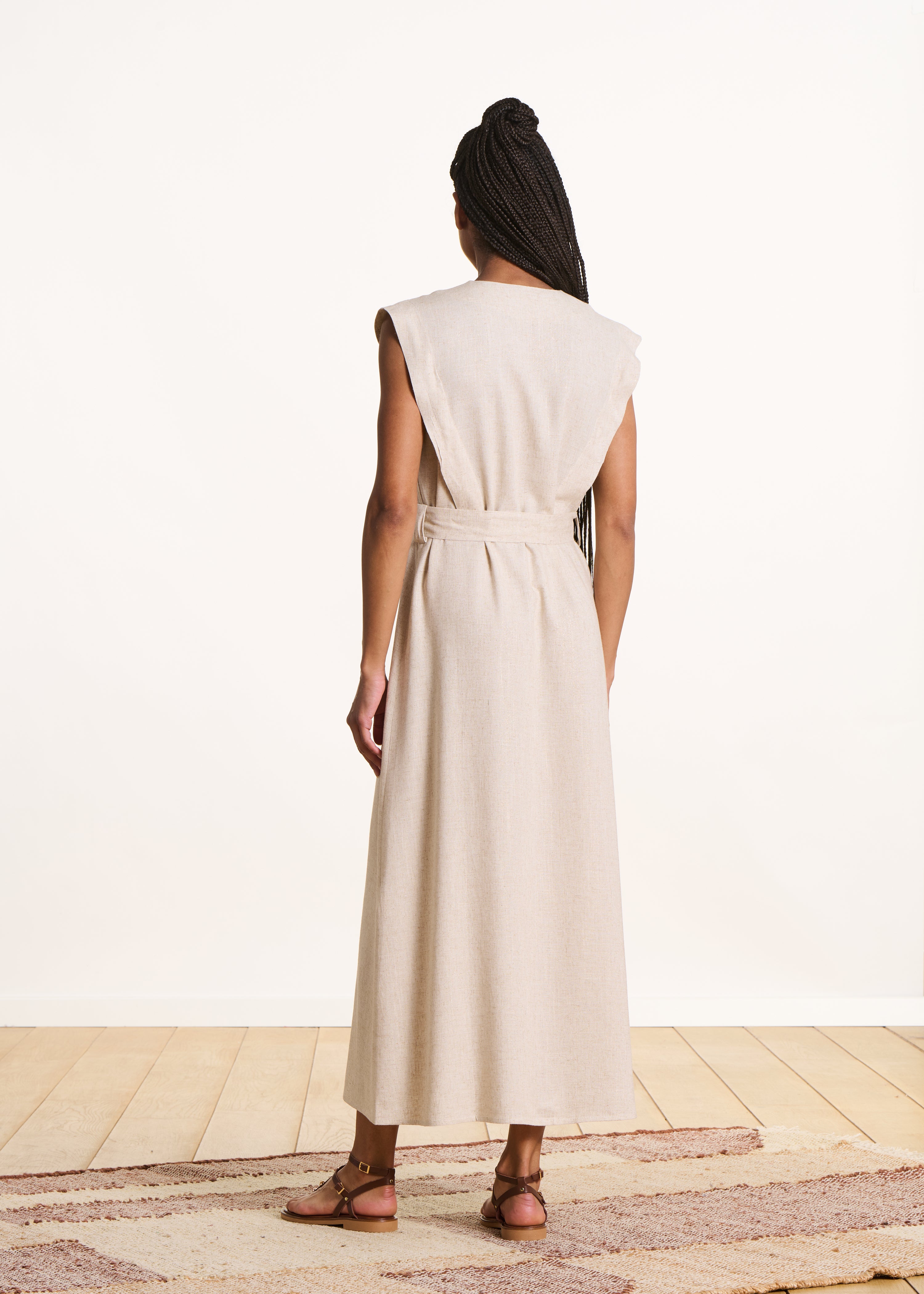 Beige midi wrap dress