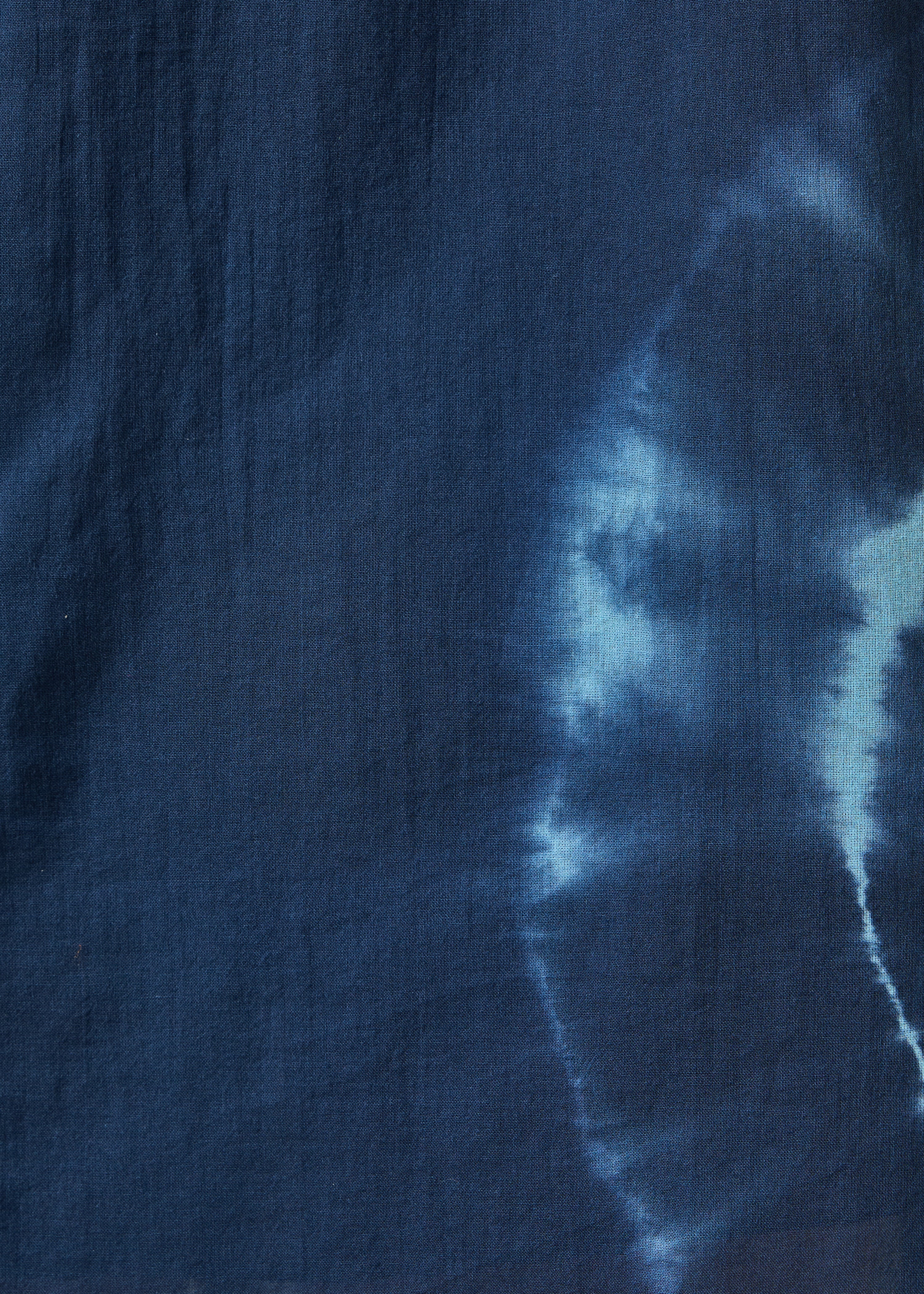 Dark blue tie-dye printed cotton voile midi dress