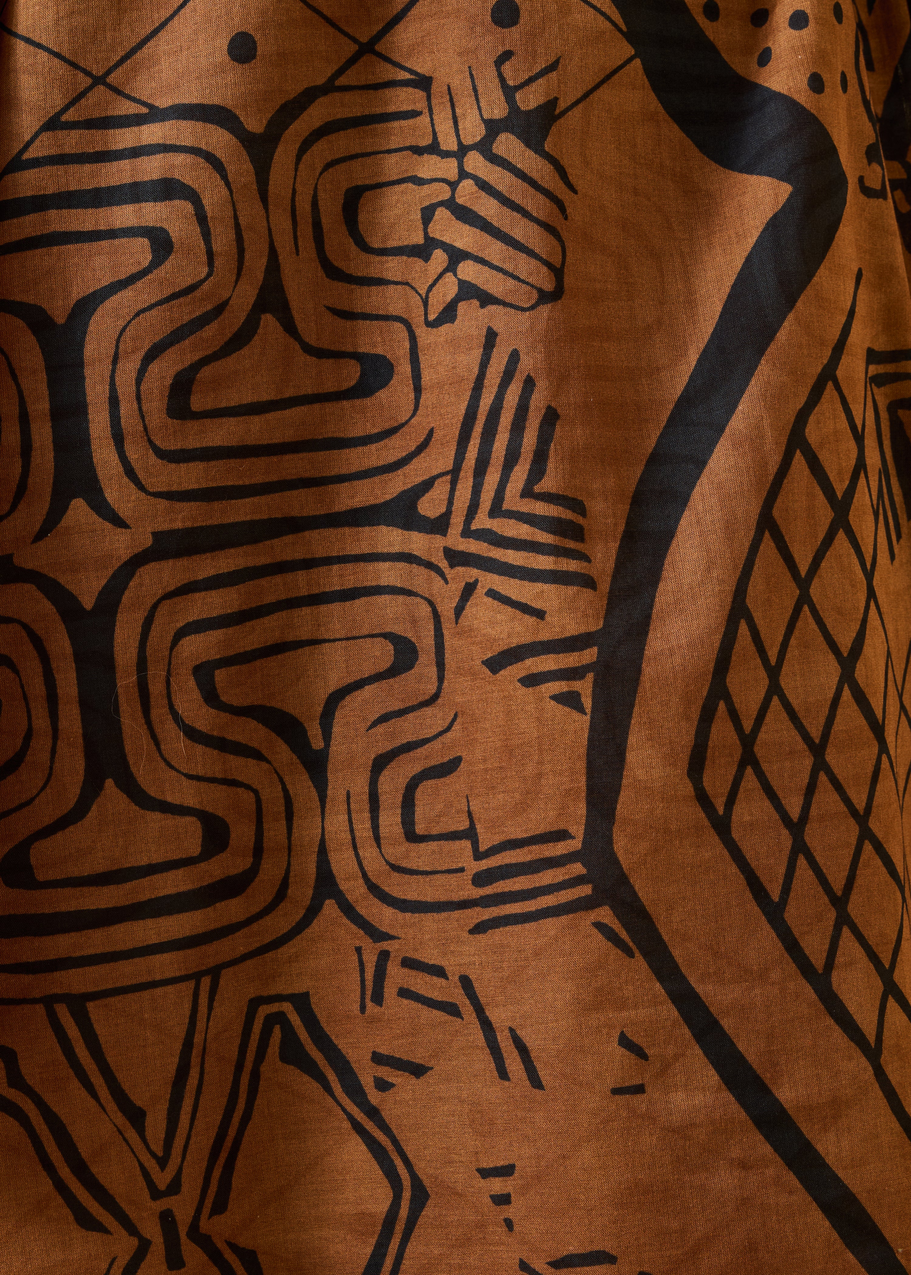 Brown printed cotton voile midi dress