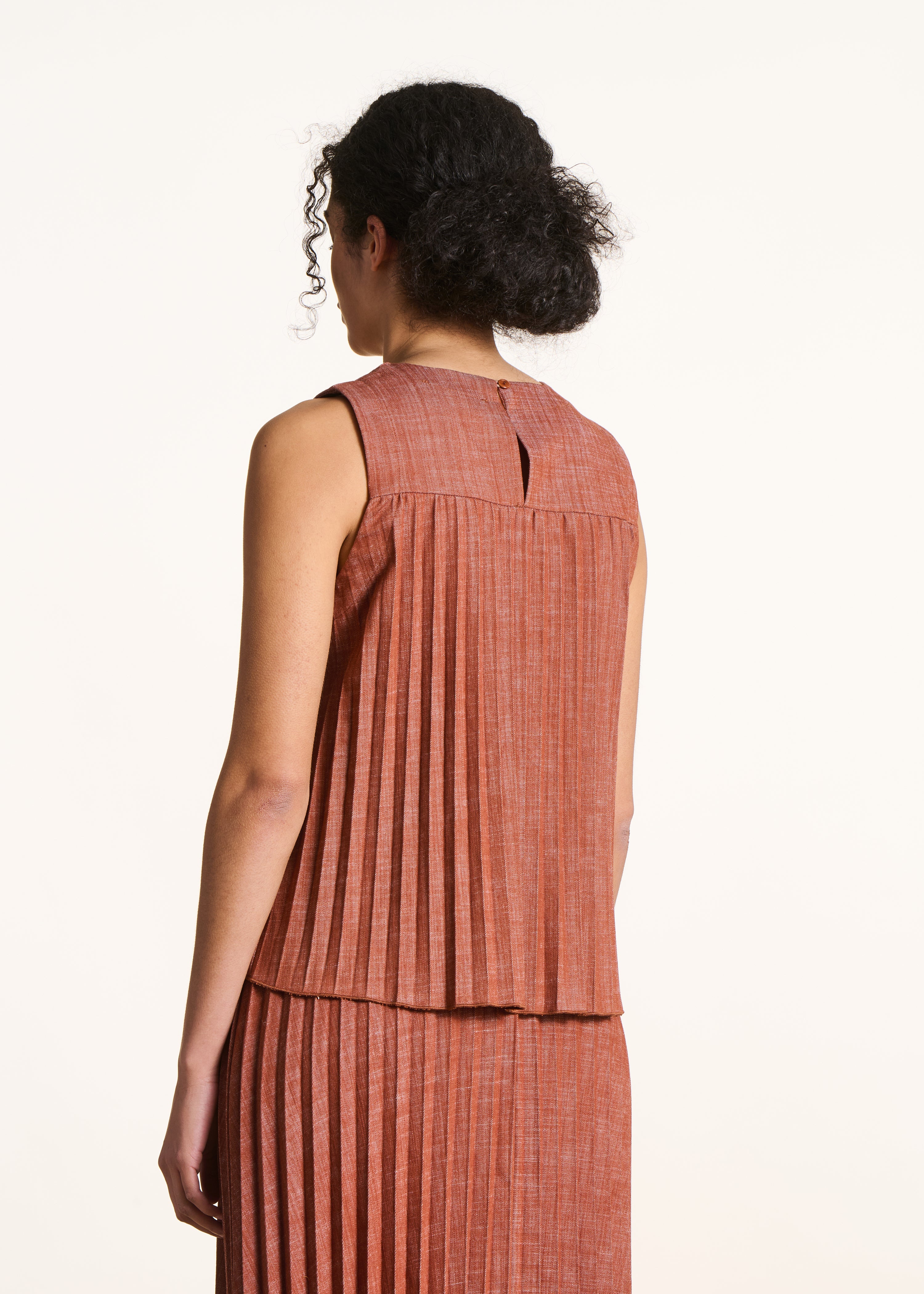 Top in denim terracotta senza maniche