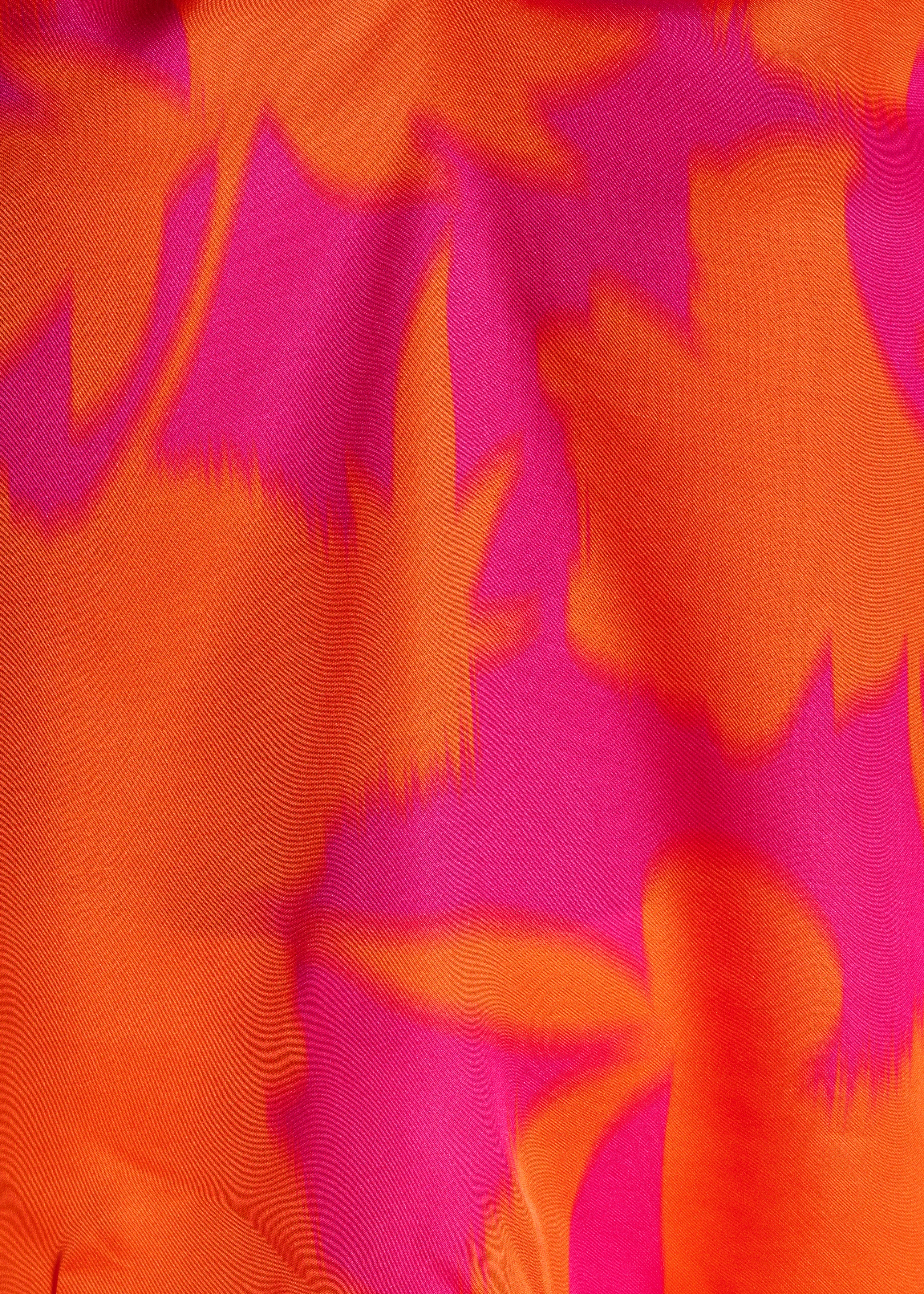 Top ampio in satin con stampa floreale rosa e arancione