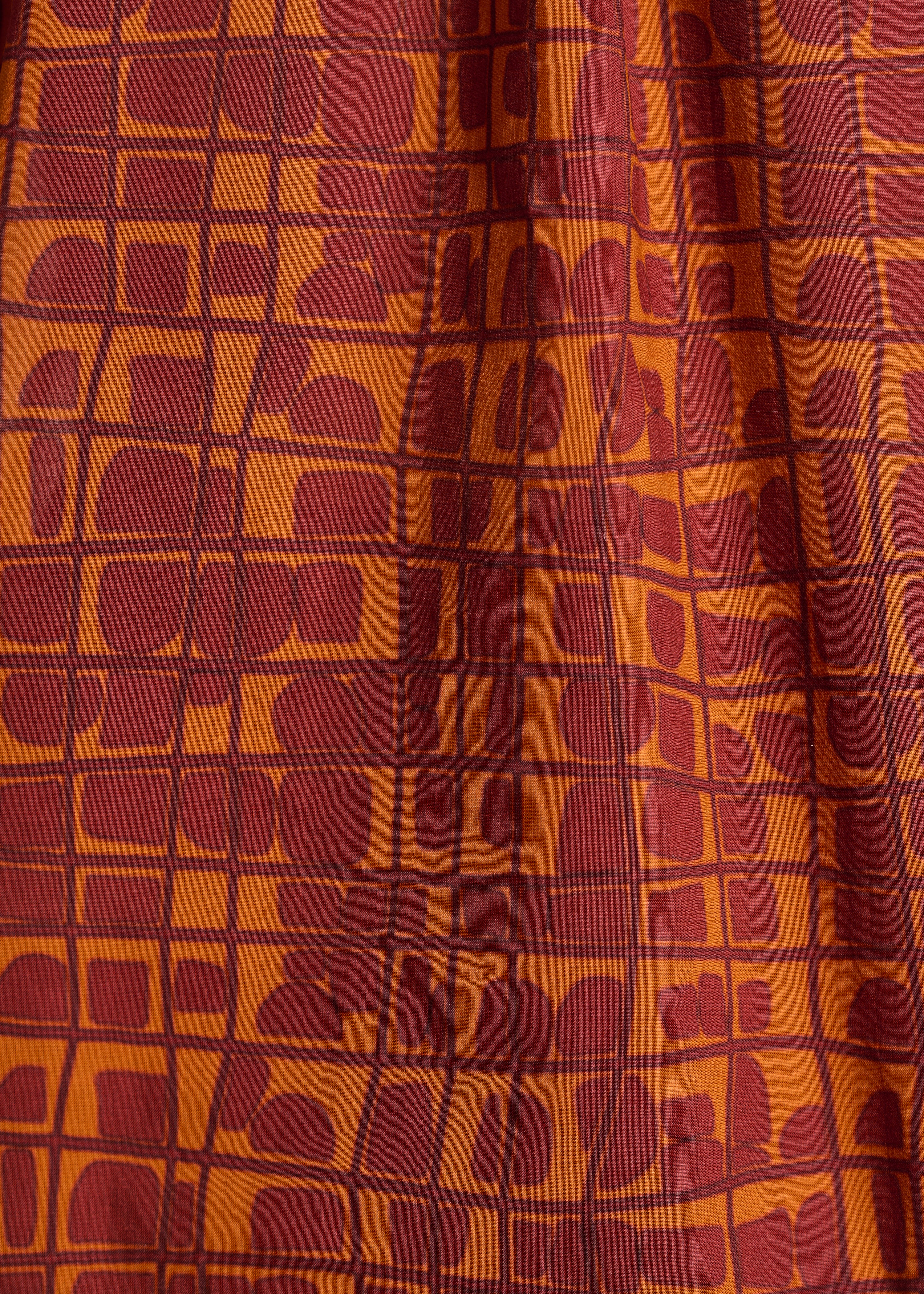 Top à imprimé marron et orange manches courtes