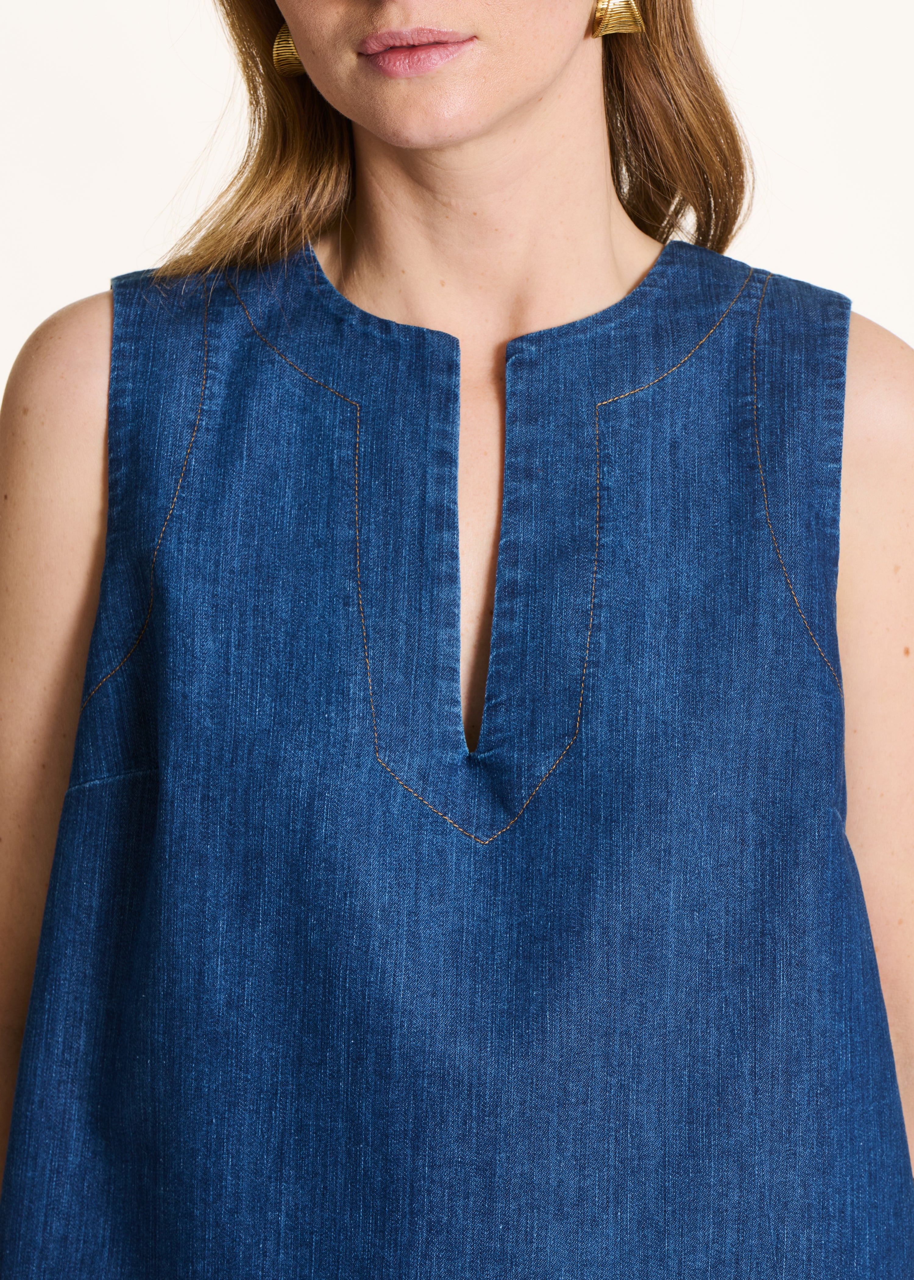 Sleeveless denim top