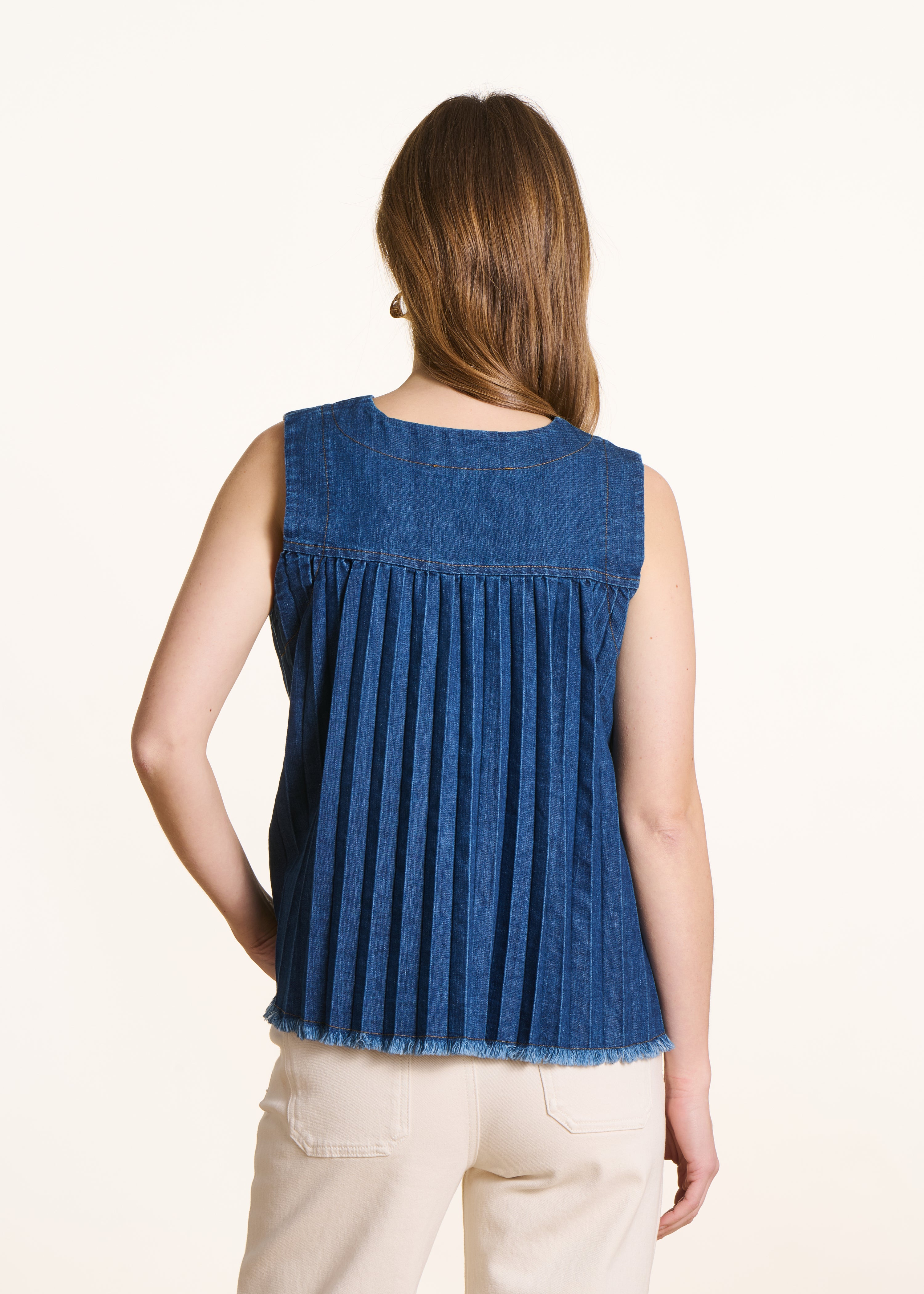 Sleeveless denim top