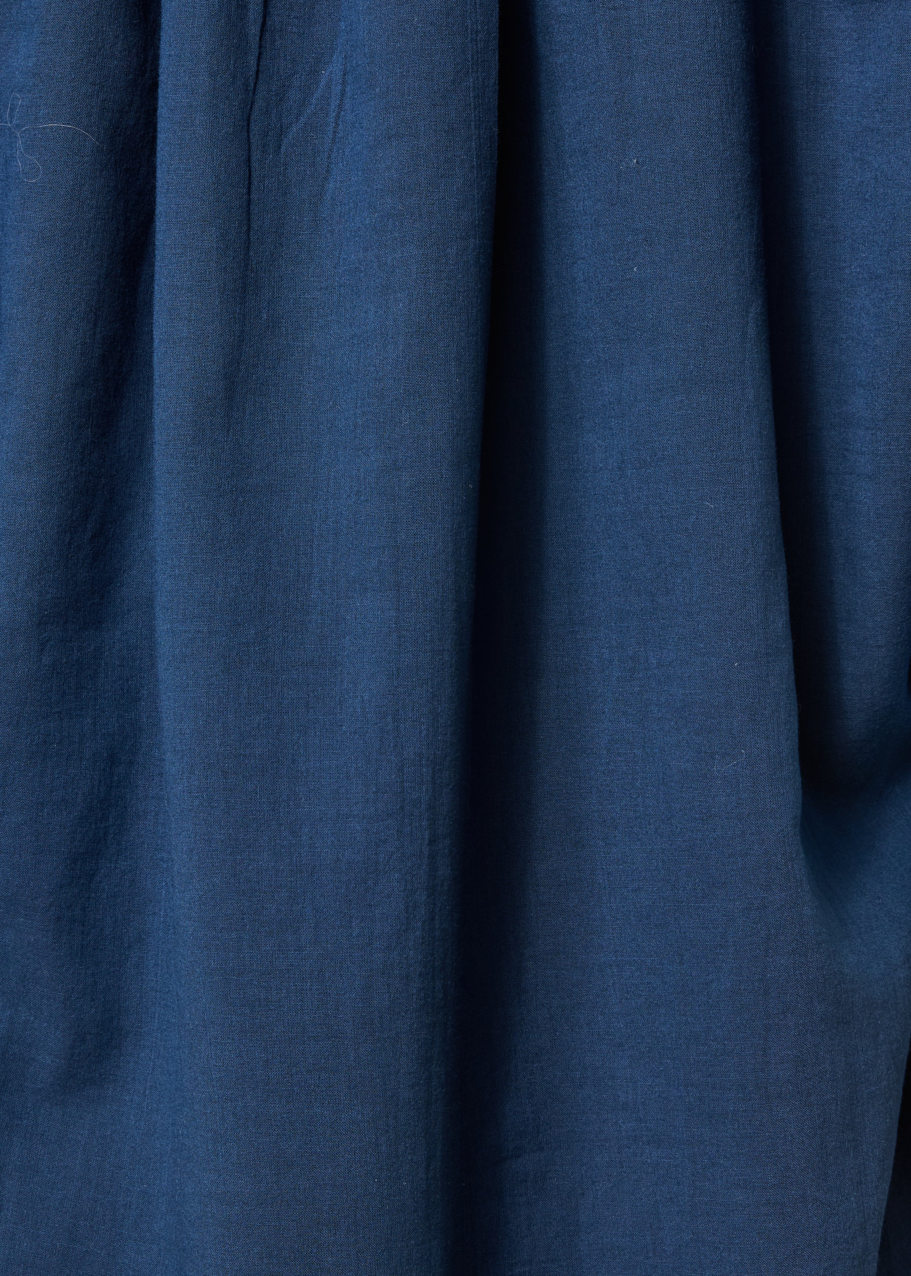 Dark blue tie-dye printed cotton voile top