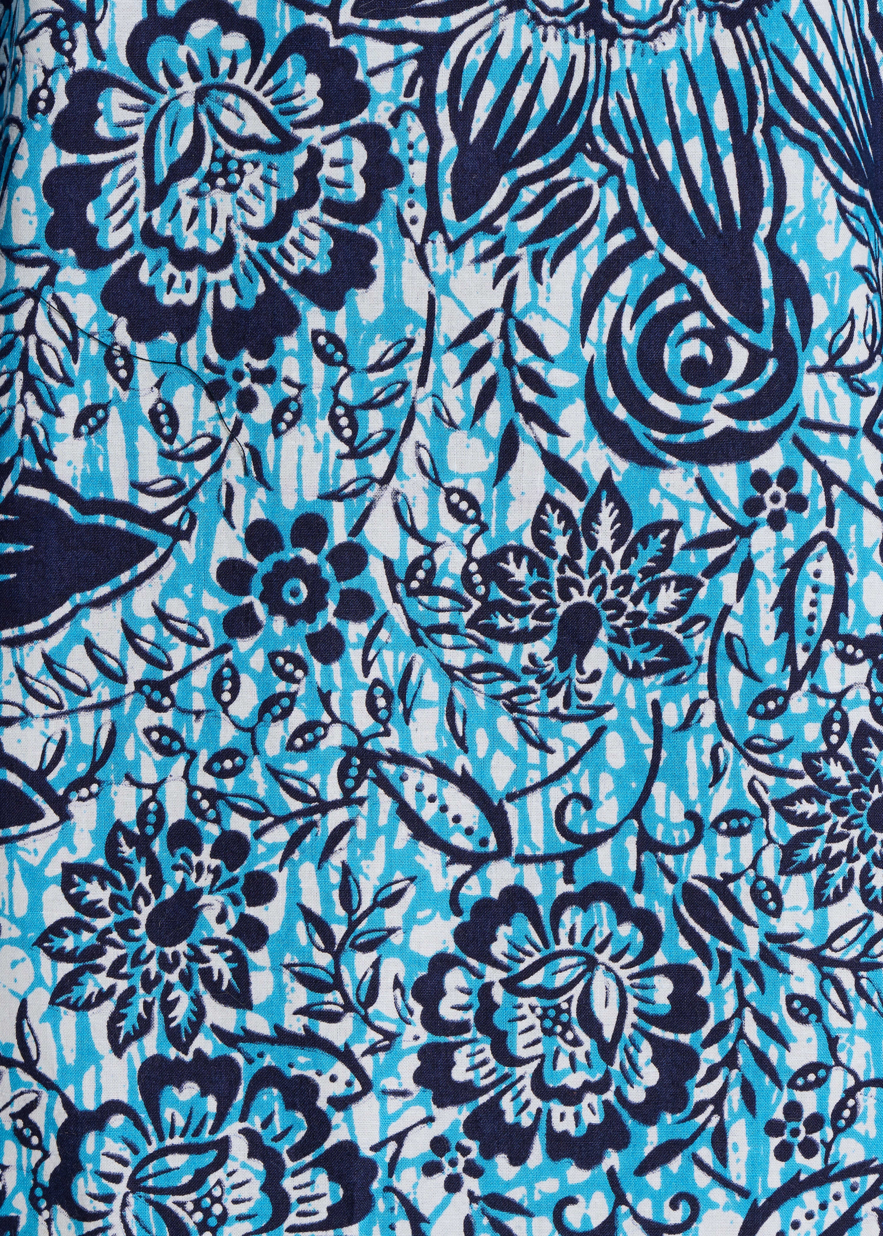 Blaues Top aus Baumwoll-Popeline mit Blumenmuster