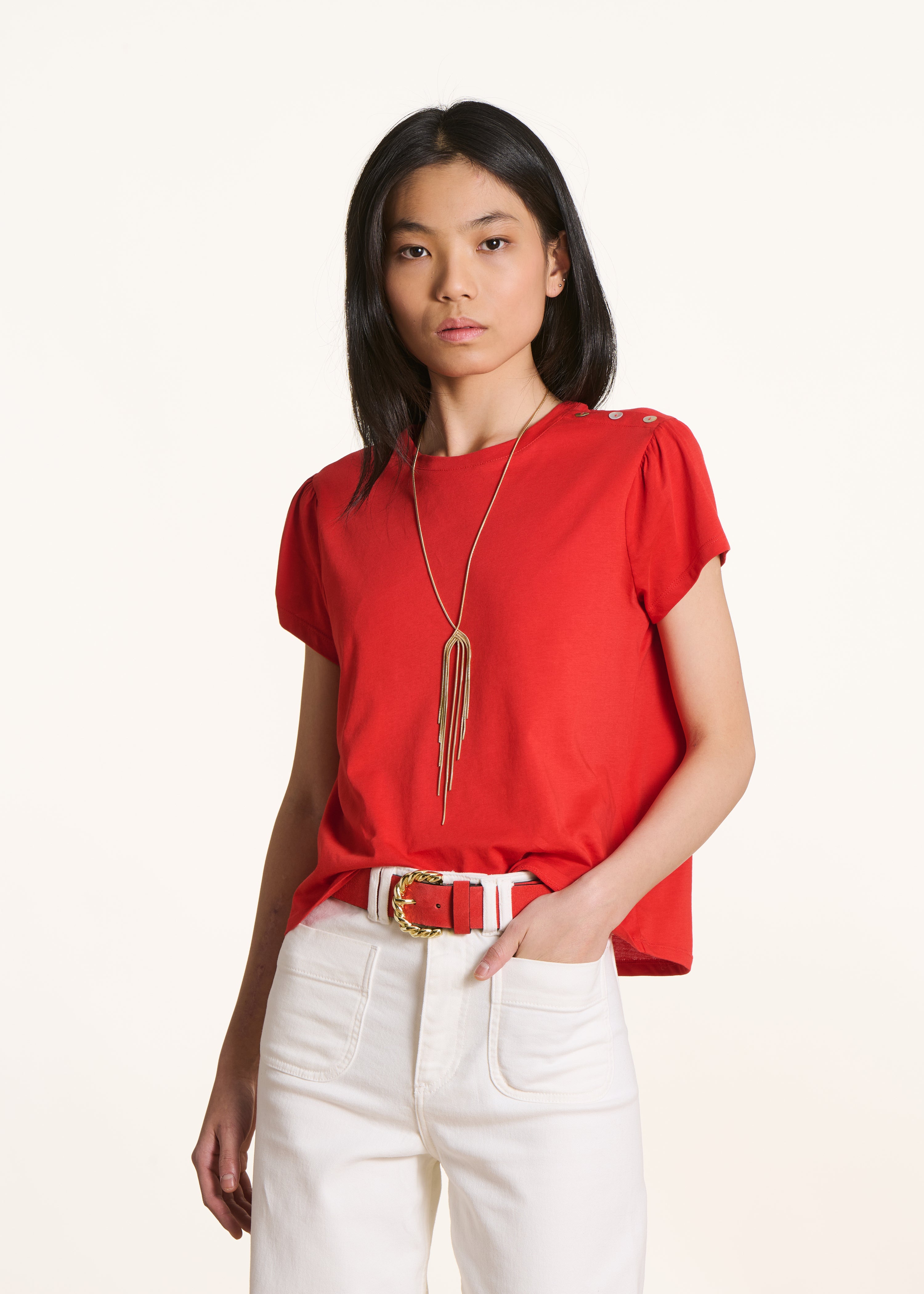 Red short-sleeve T-shirt in organic cotton
