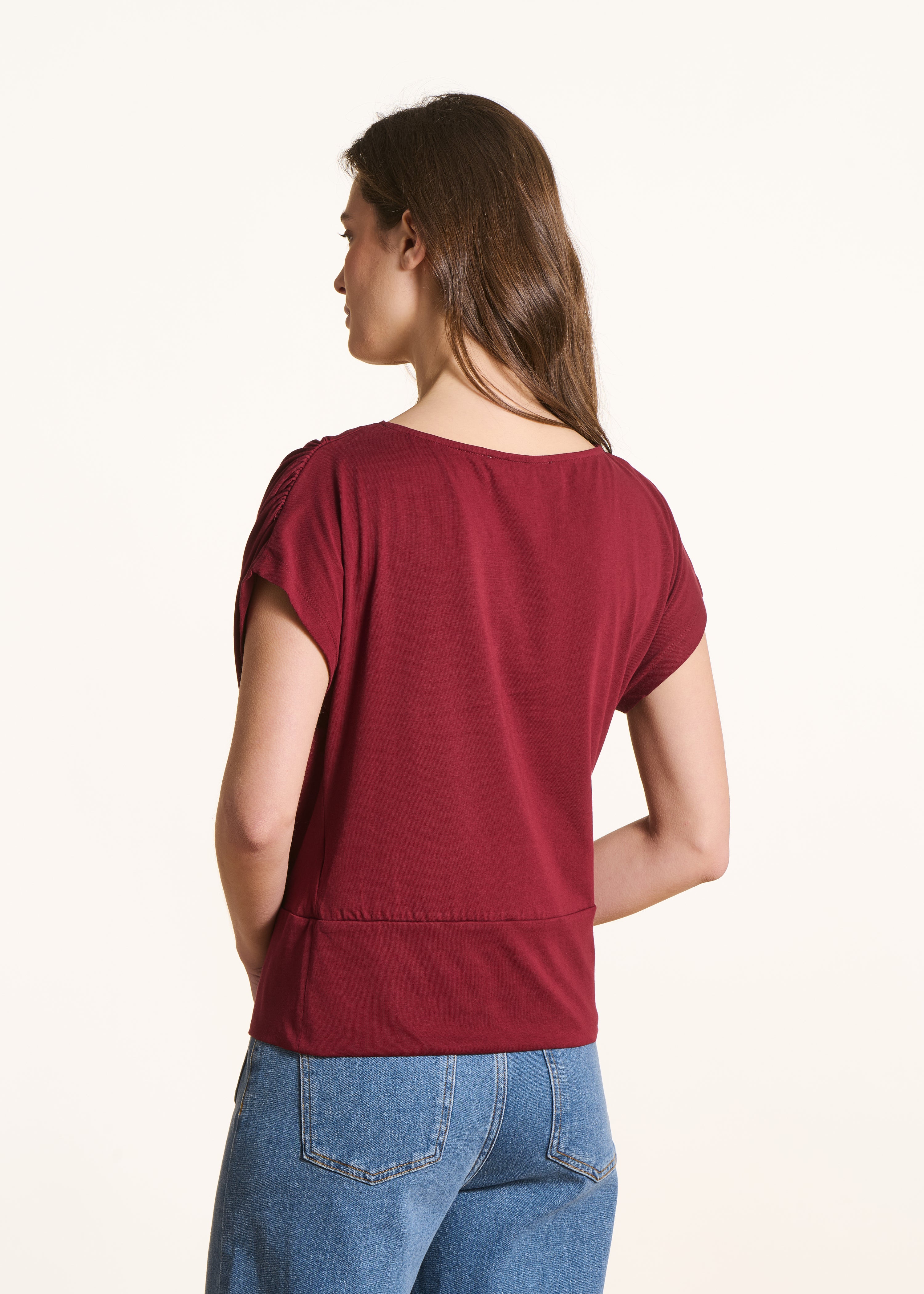 Burgundy short-sleeve T-shirt in organic cotton