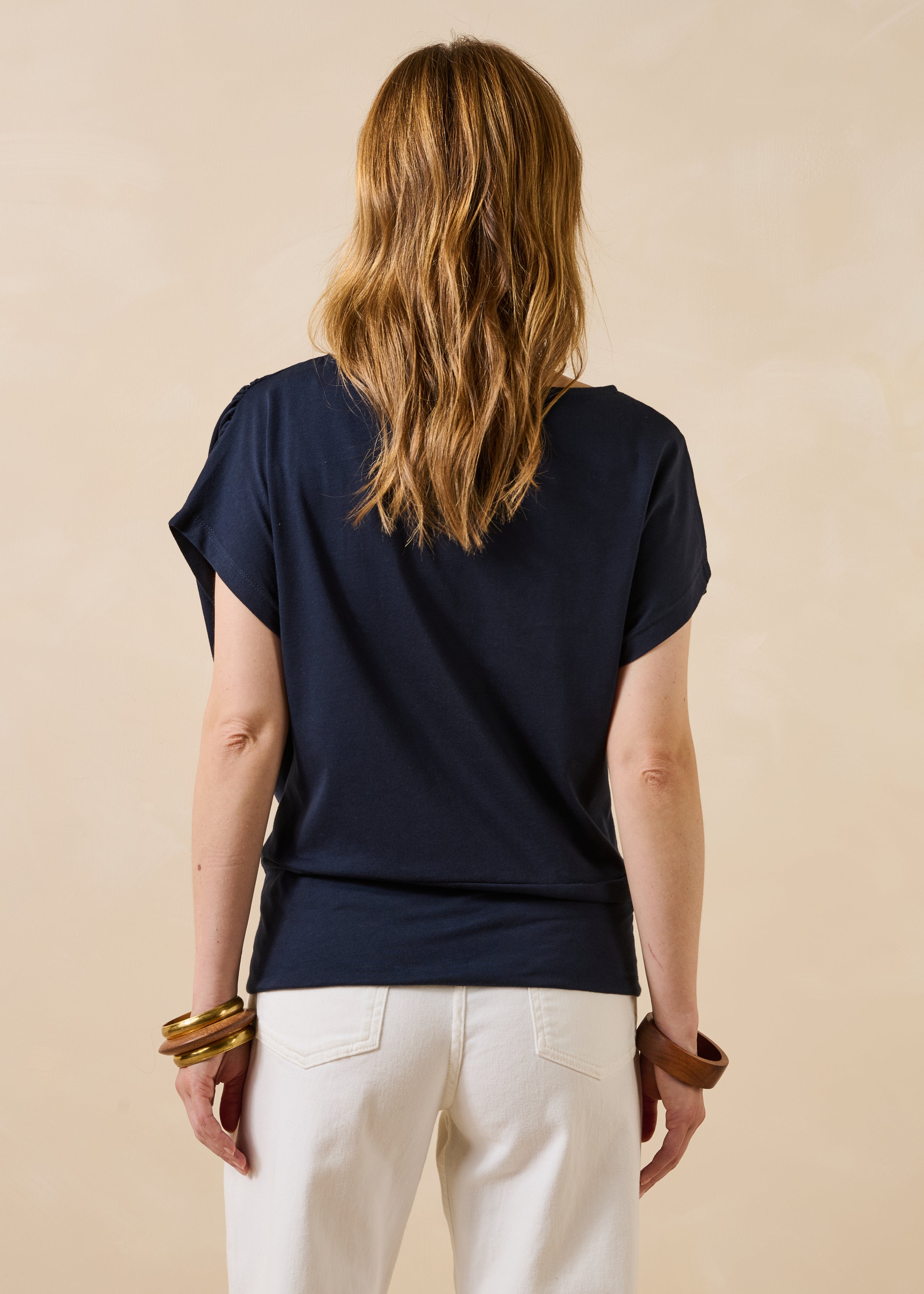 T-shirt bleu marine manches courtes en coton biologique