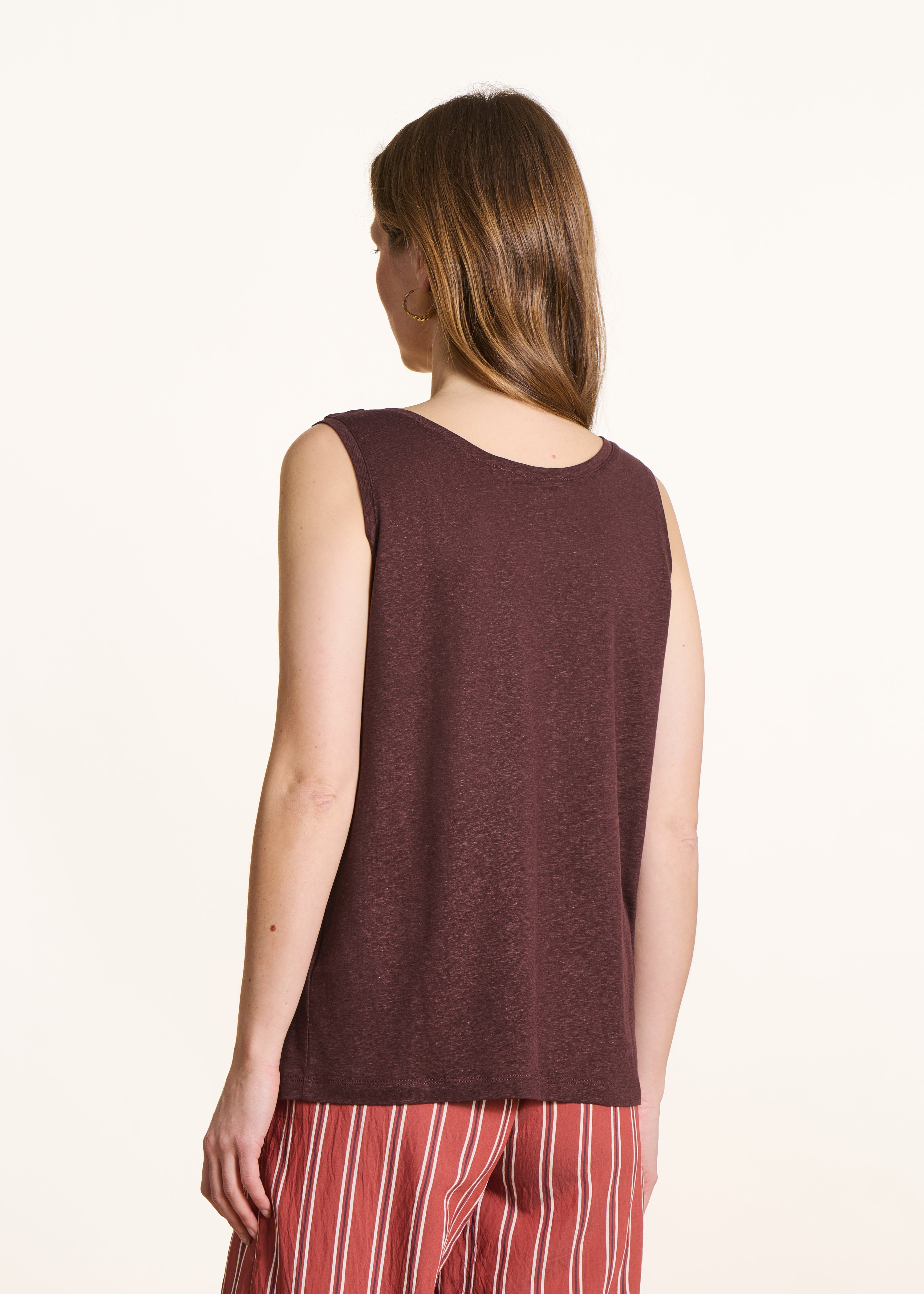 Débardeur marron en jersey lyocell lin