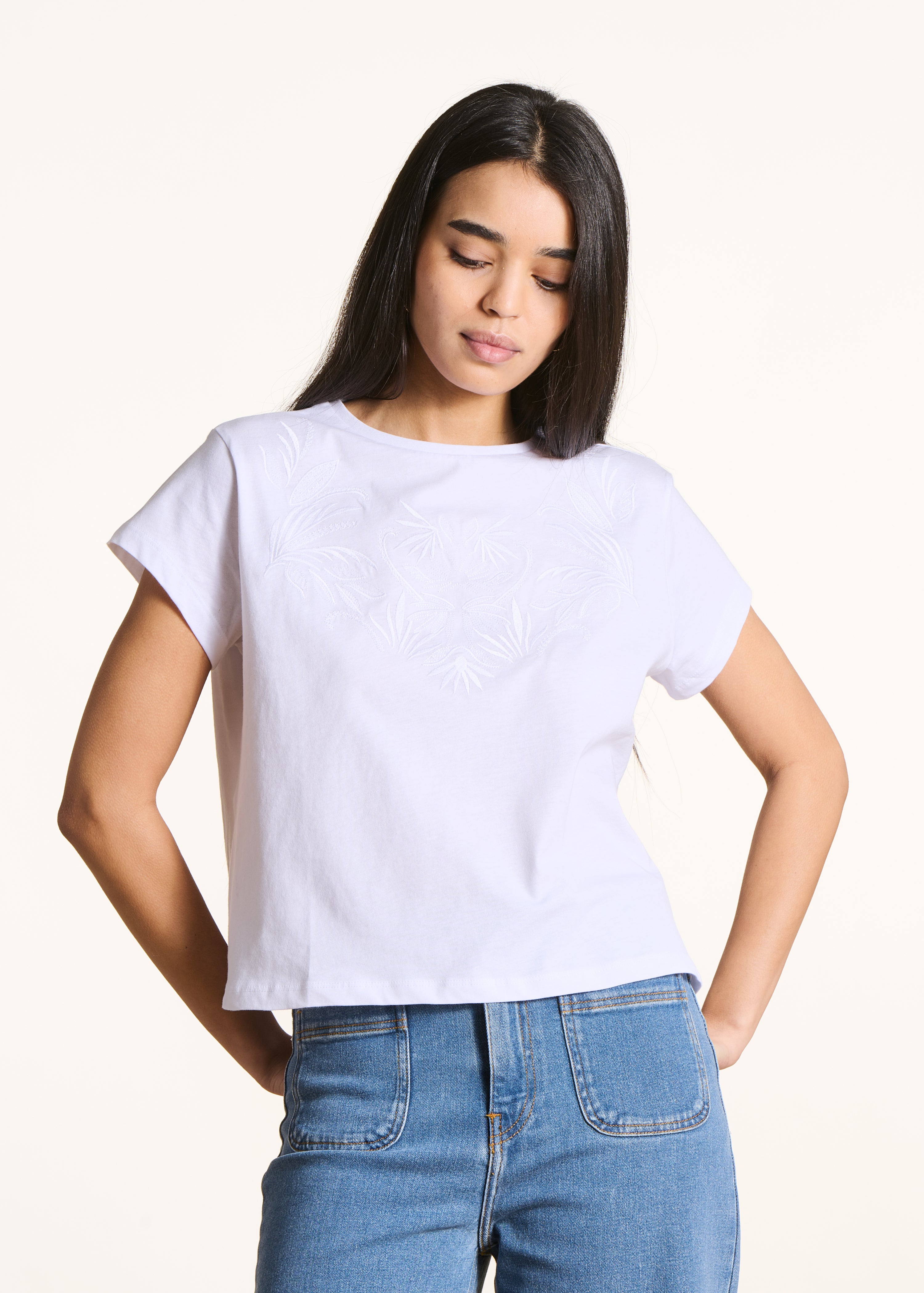Oversized wit T-shirt van biologisch katoen met korte mouwen