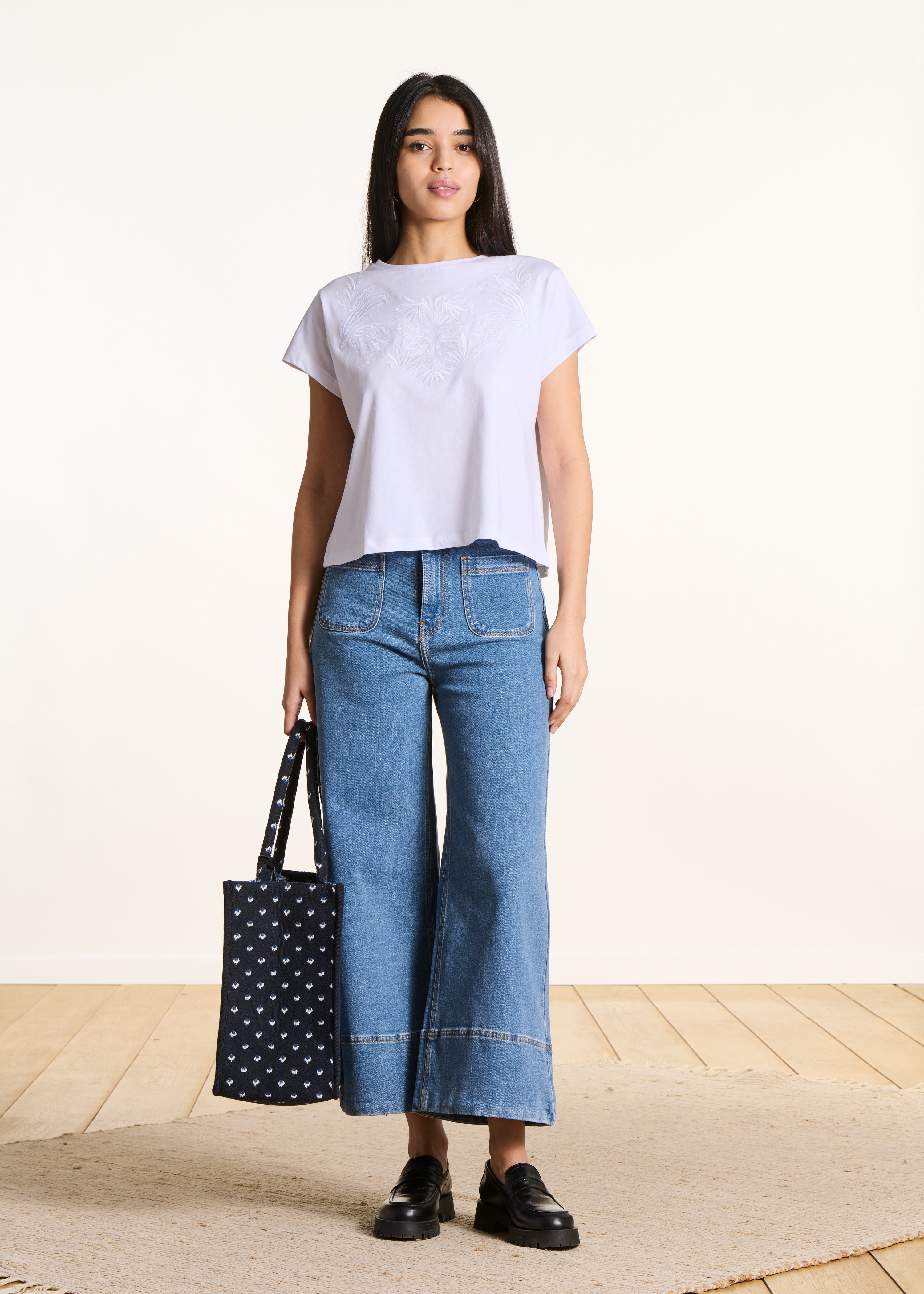 Oversized wit T-shirt van biologisch katoen met korte mouwen