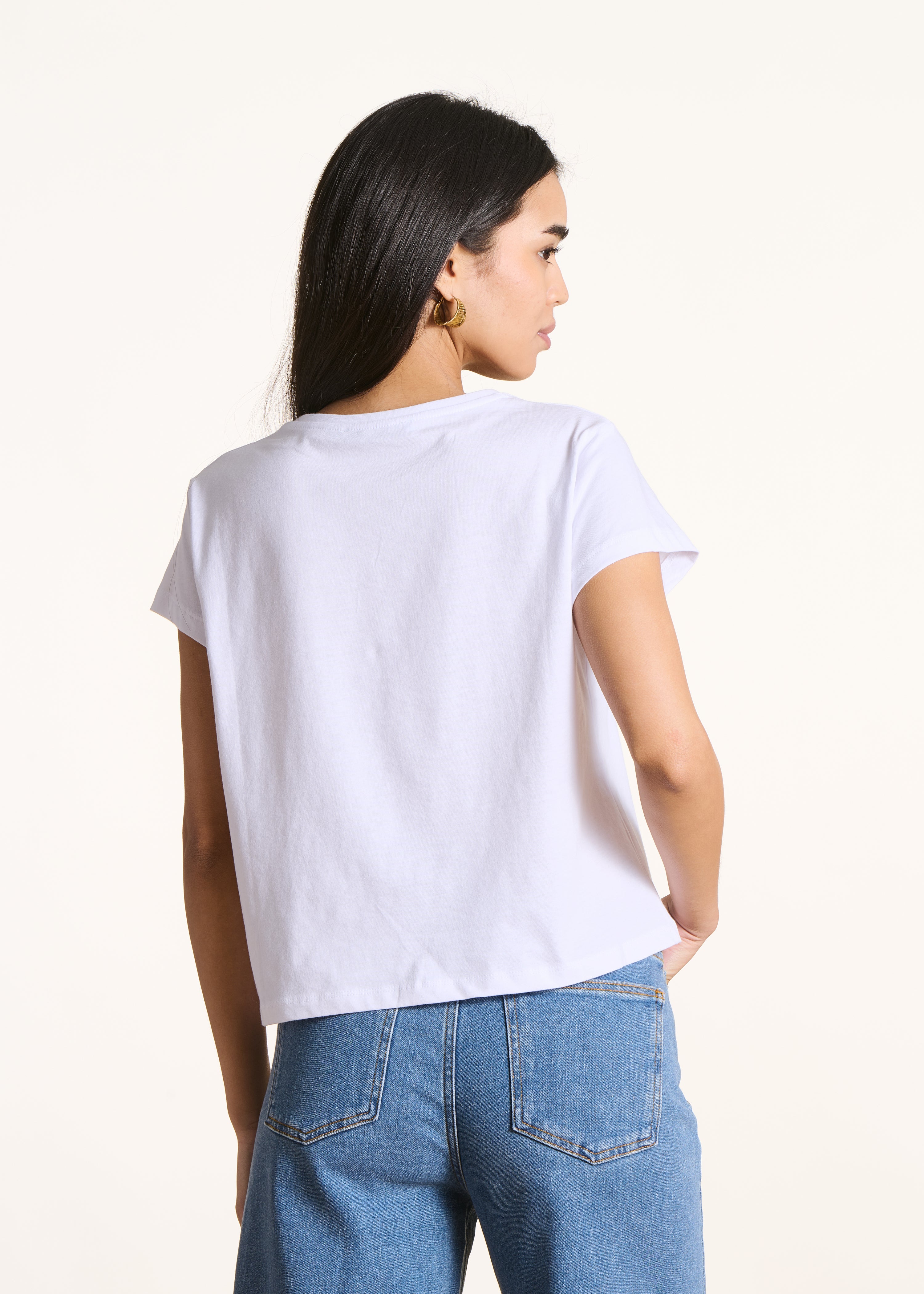 Oversized wit T-shirt van biologisch katoen met korte mouwen