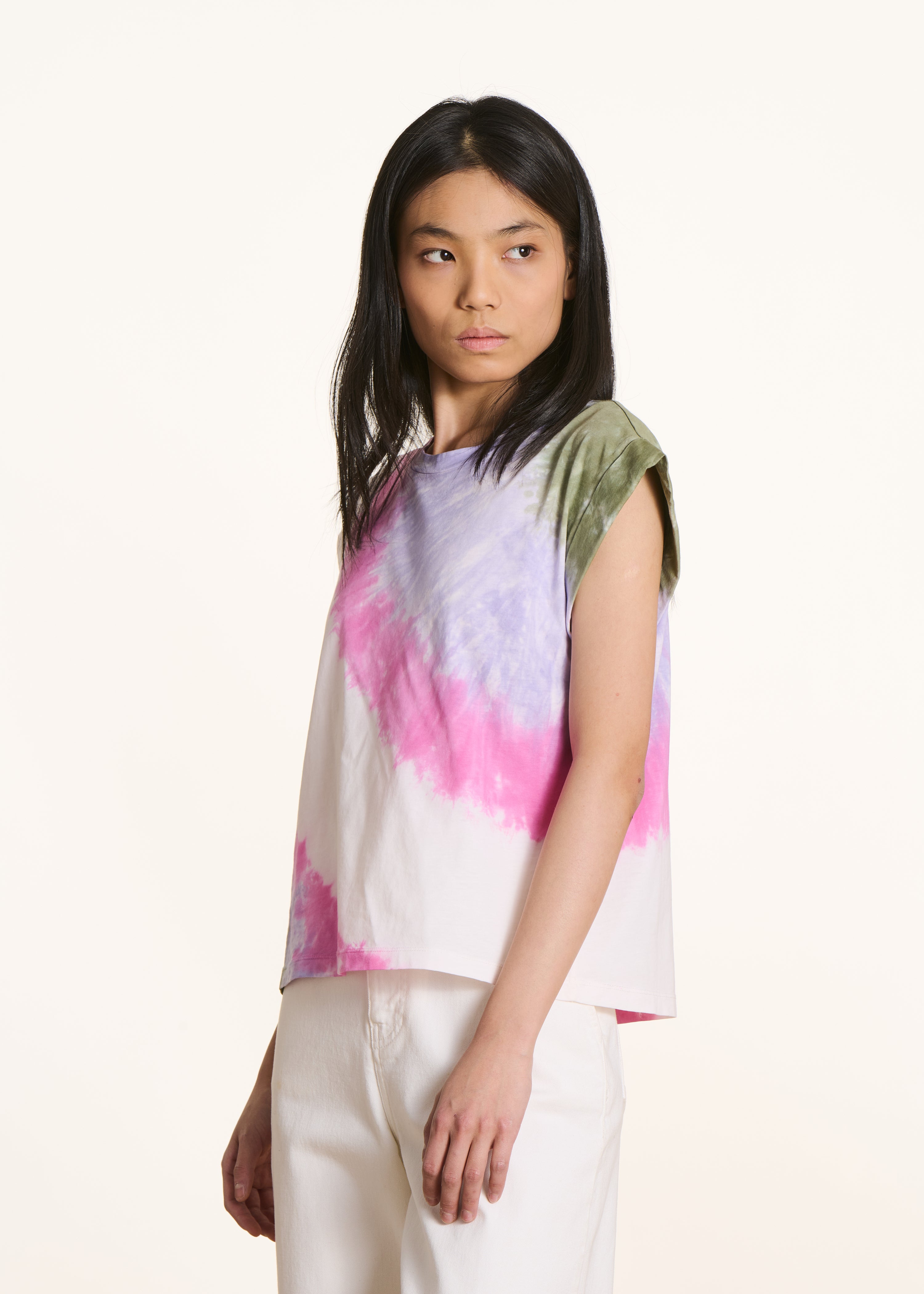 Pink tie-dye cotton T-shirt