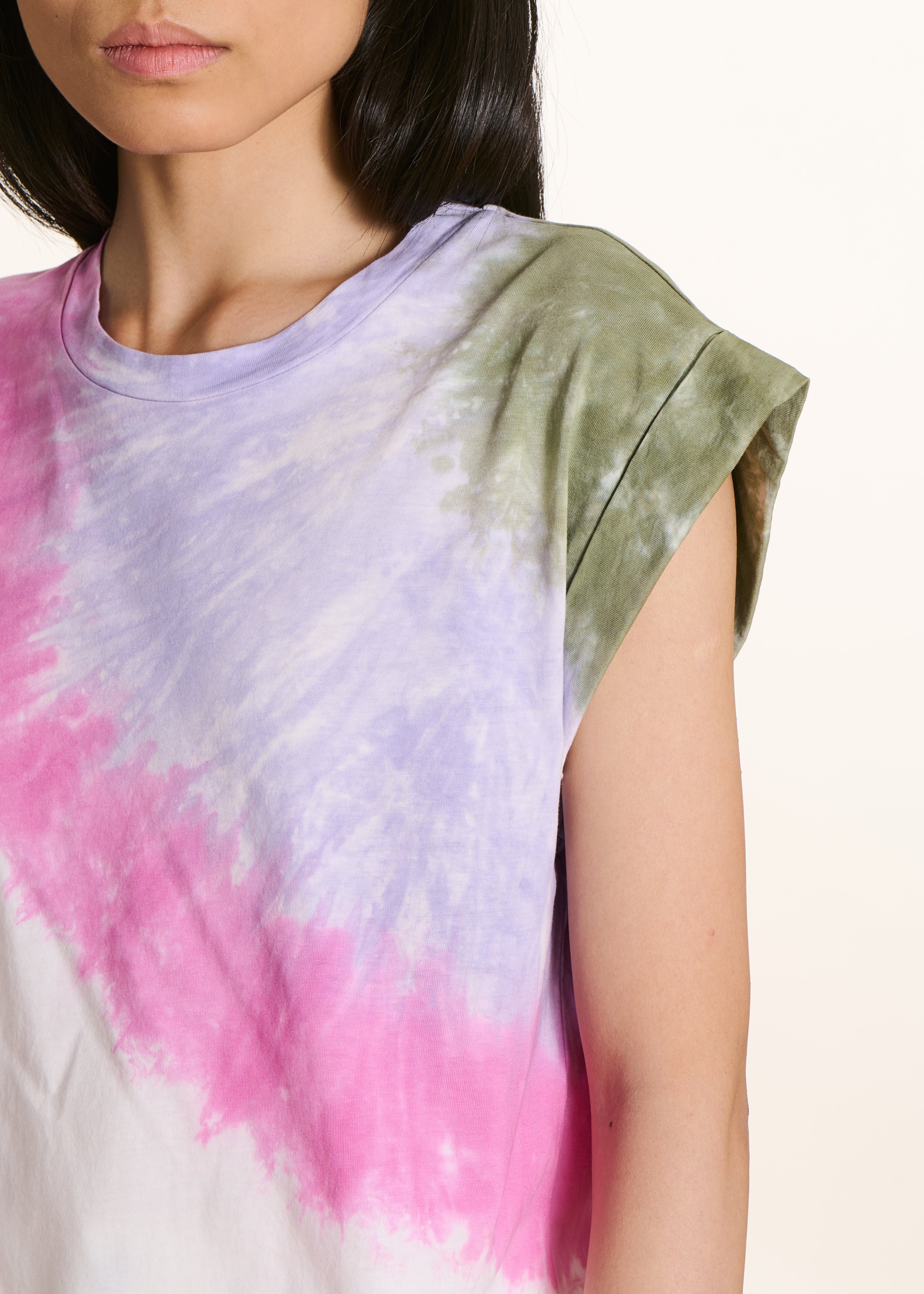 T-shirt in cotone tie & dye rosa
