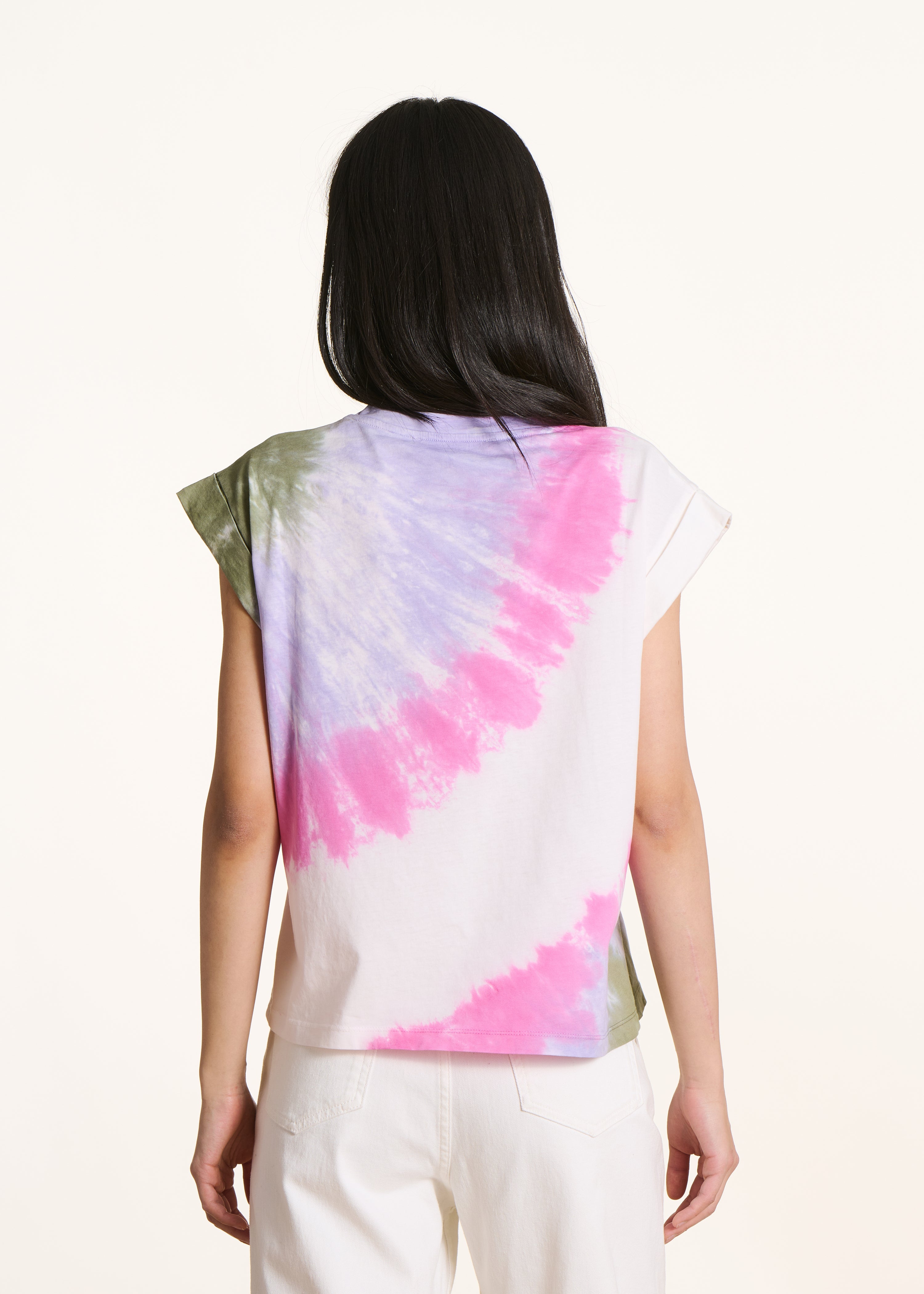 T-shirt in cotone tie & dye rosa