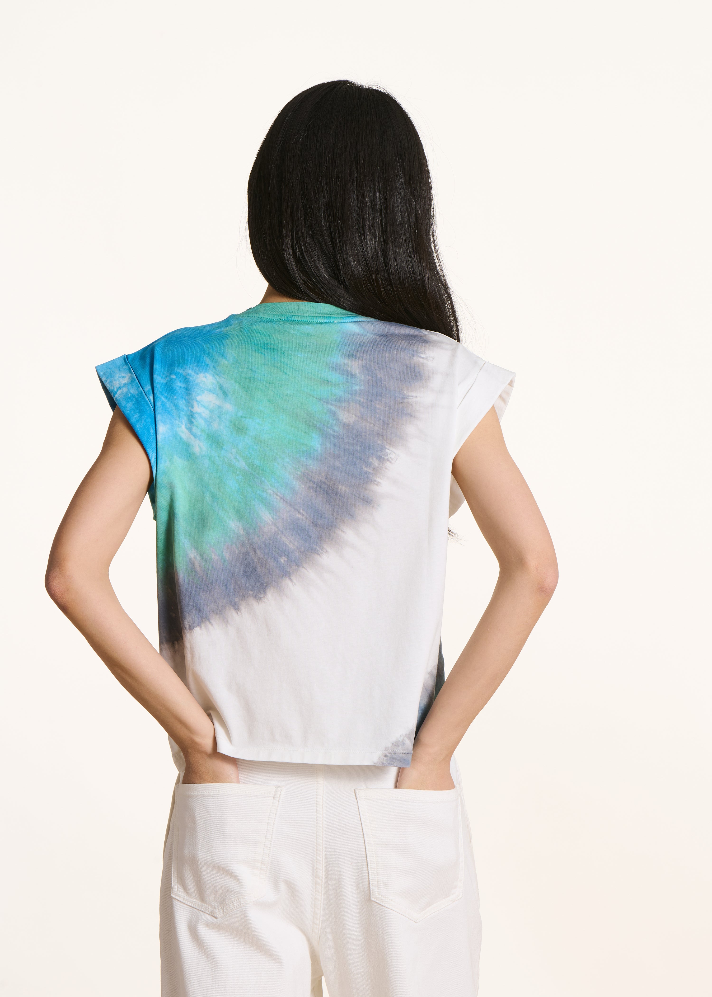 Camiseta de algodón tie & dye azul