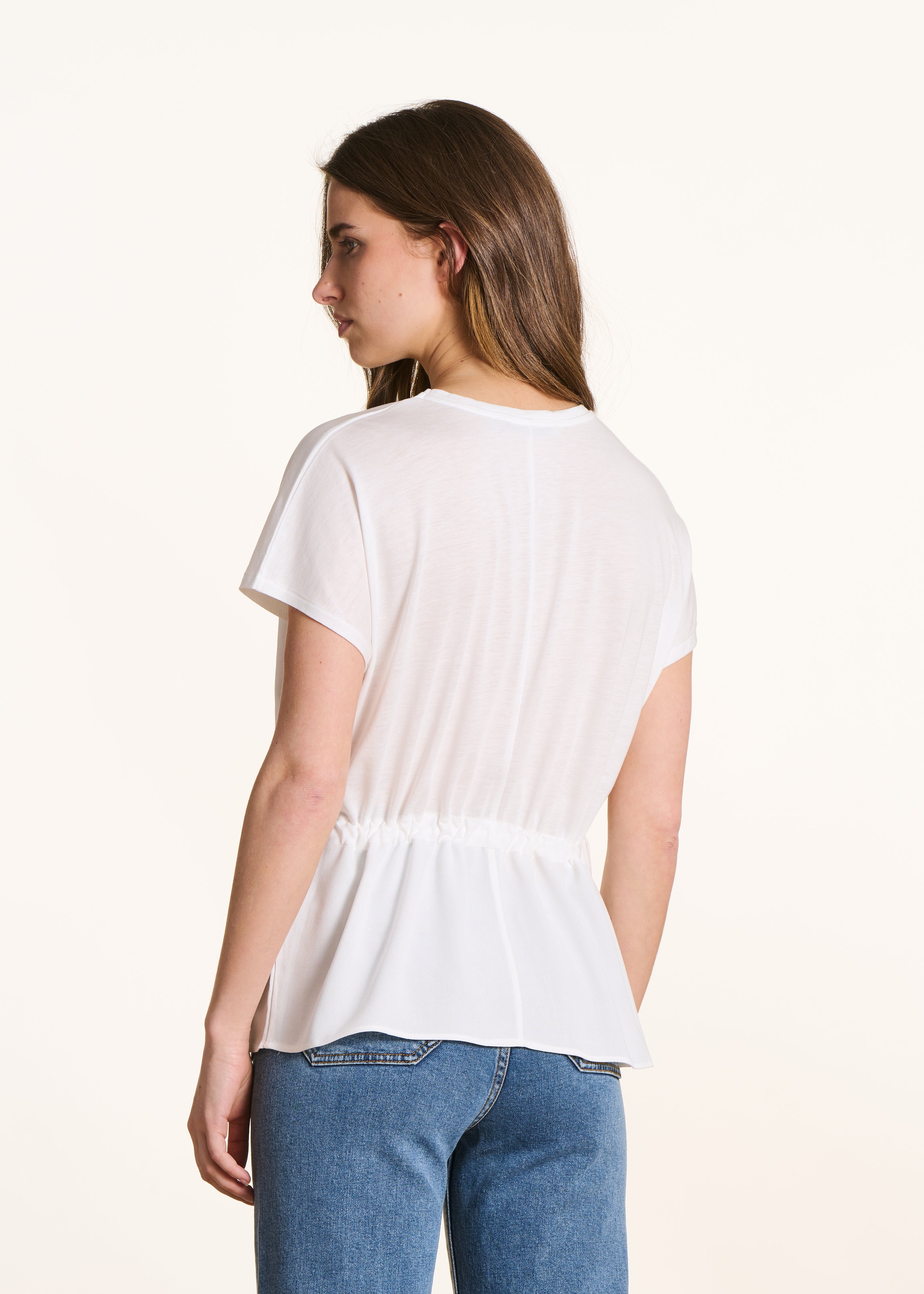 T-shirt ample bi-matière écru