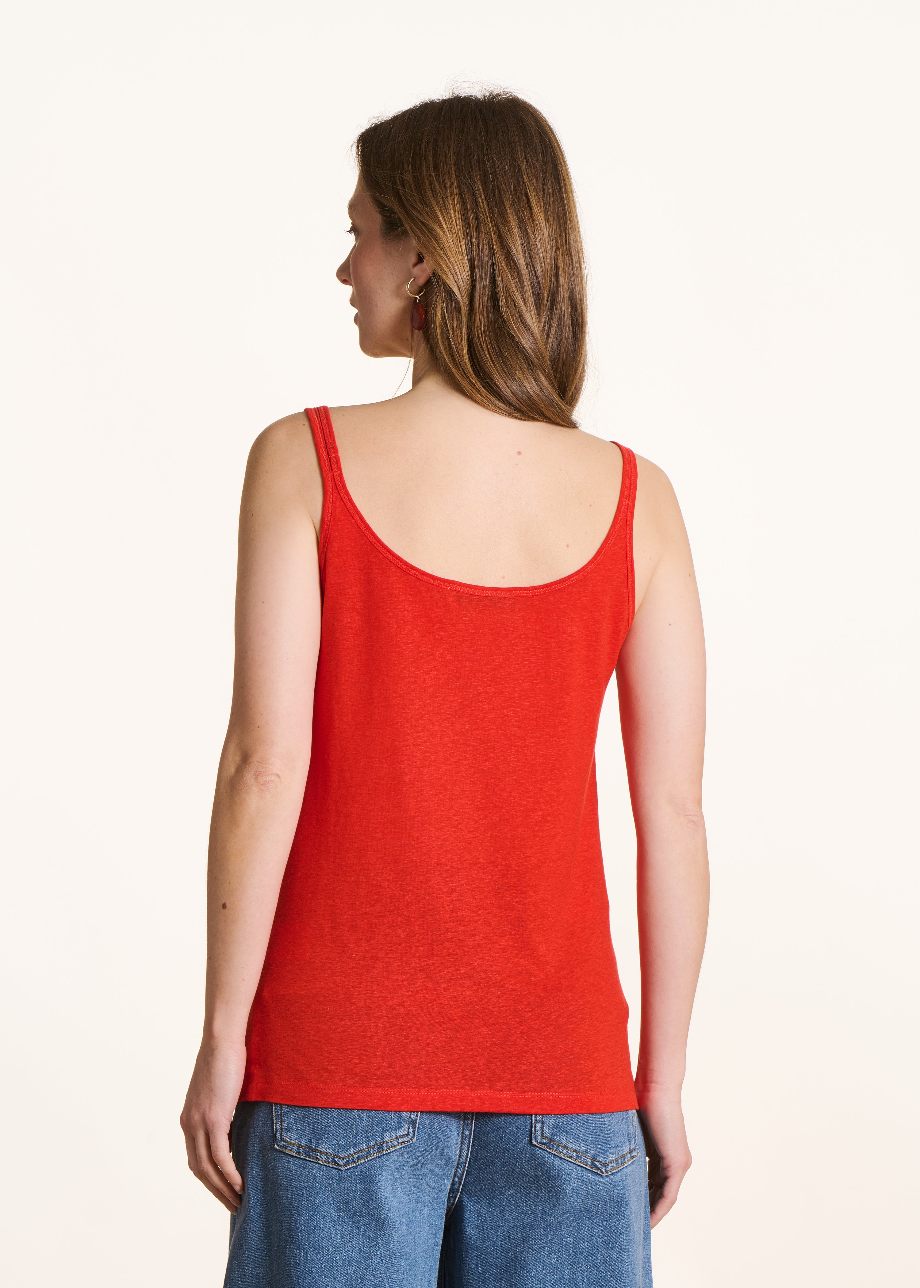 Rotes Trägershirt aus Lyocell-Leinen-Jersey