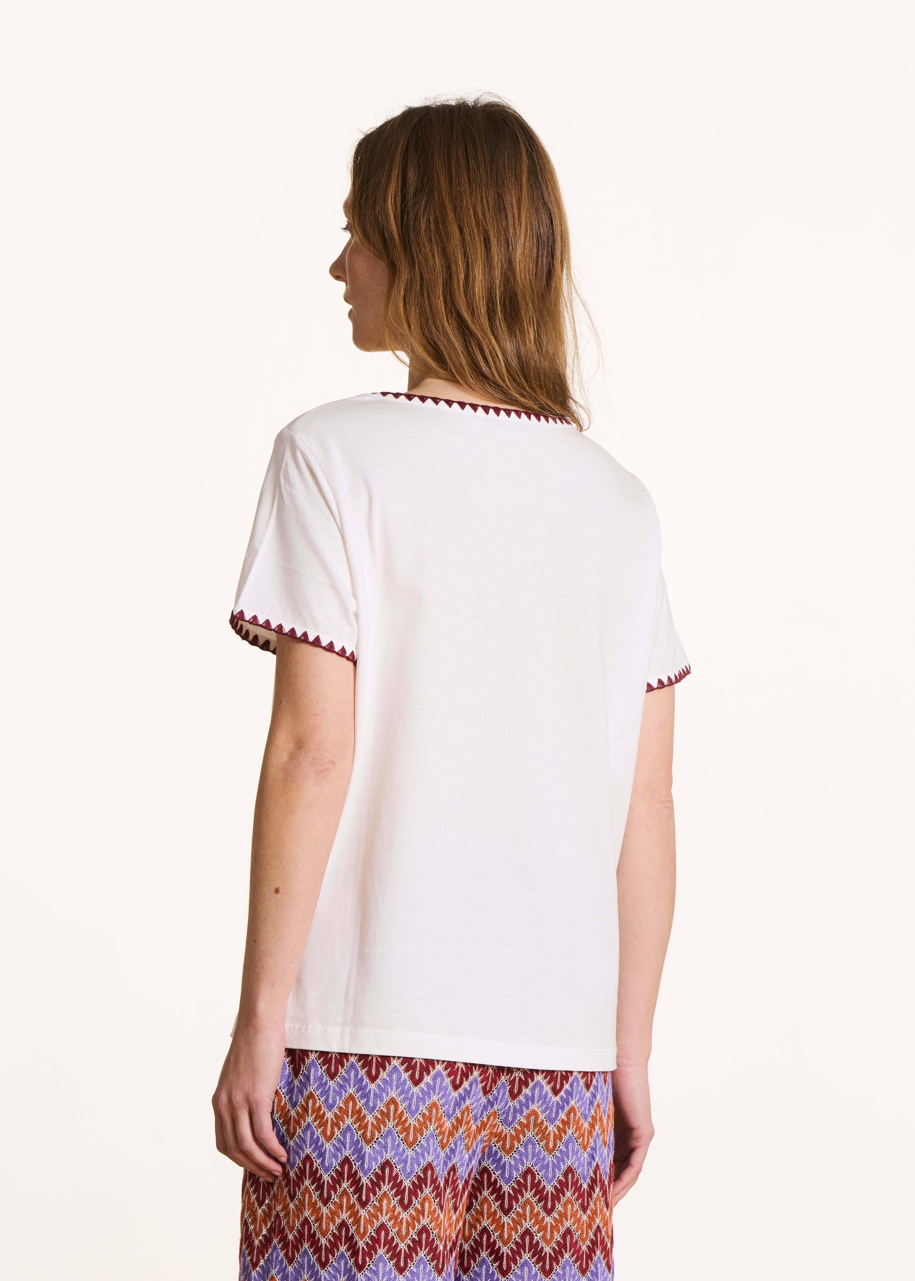 Ecru short-sleeved T-shirt in organic cotton