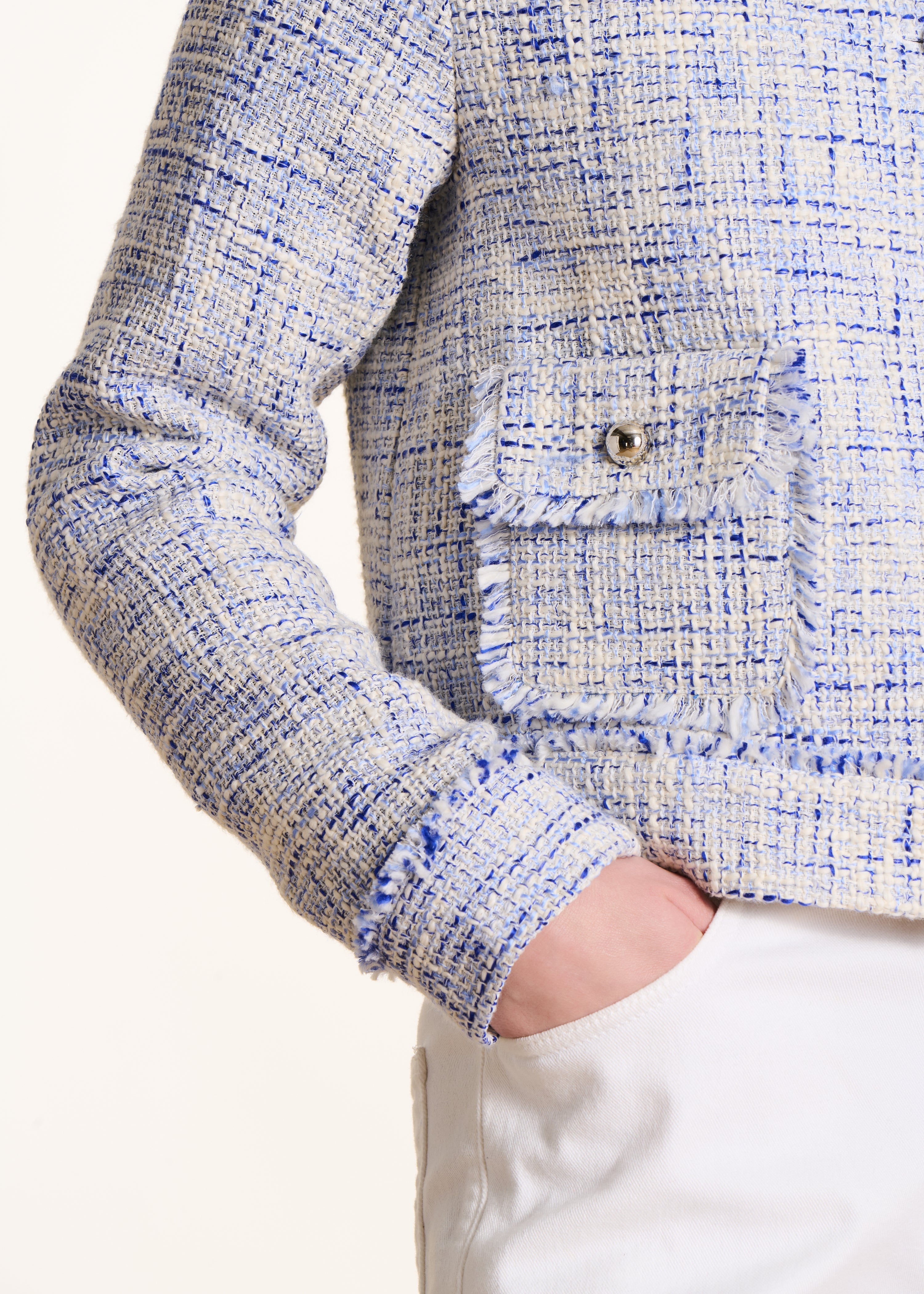 Veste droite bleue en tweed