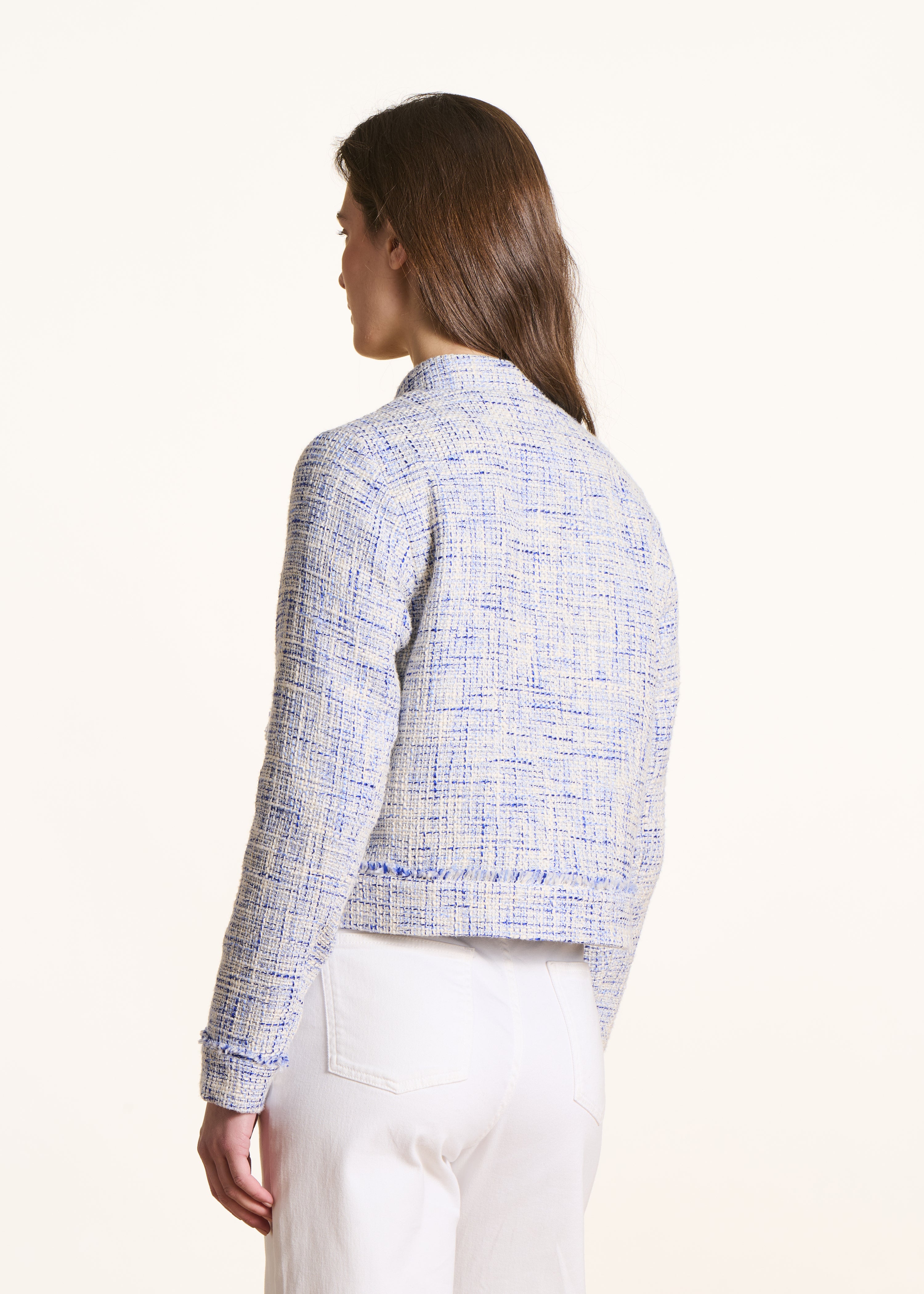 Veste droite bleue en tweed