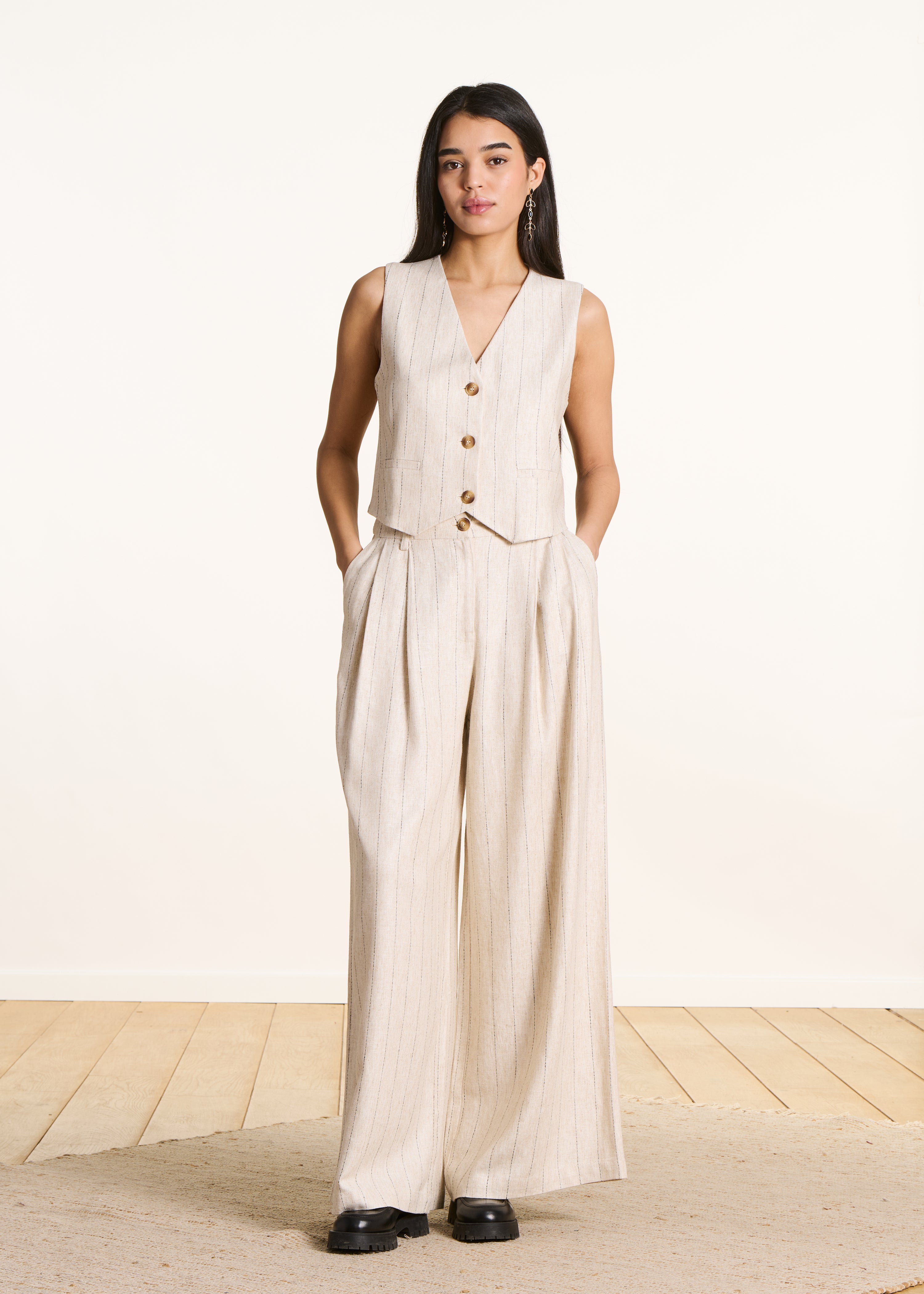 Giacca beige a righe