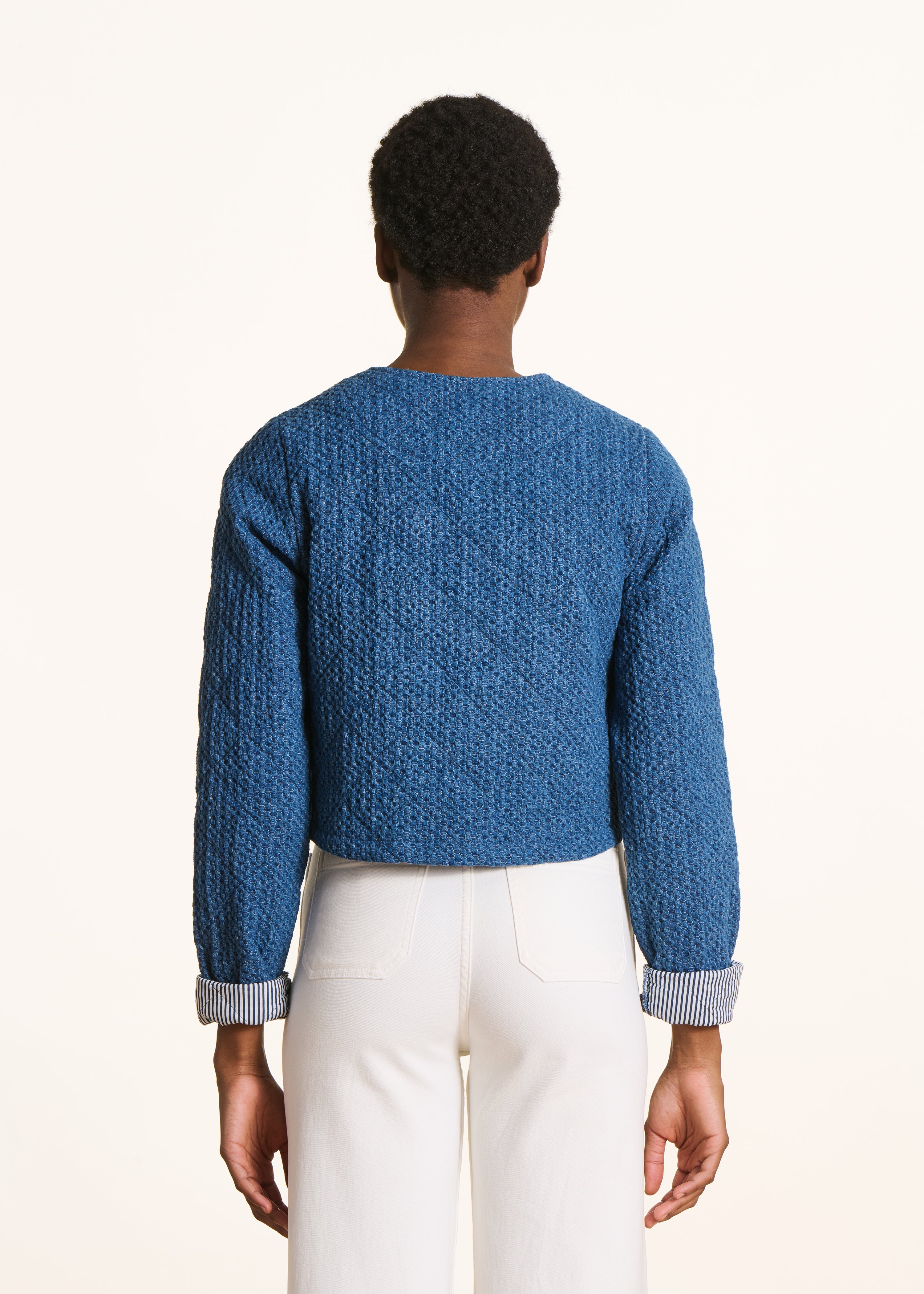 Korte jas van geperst denim
