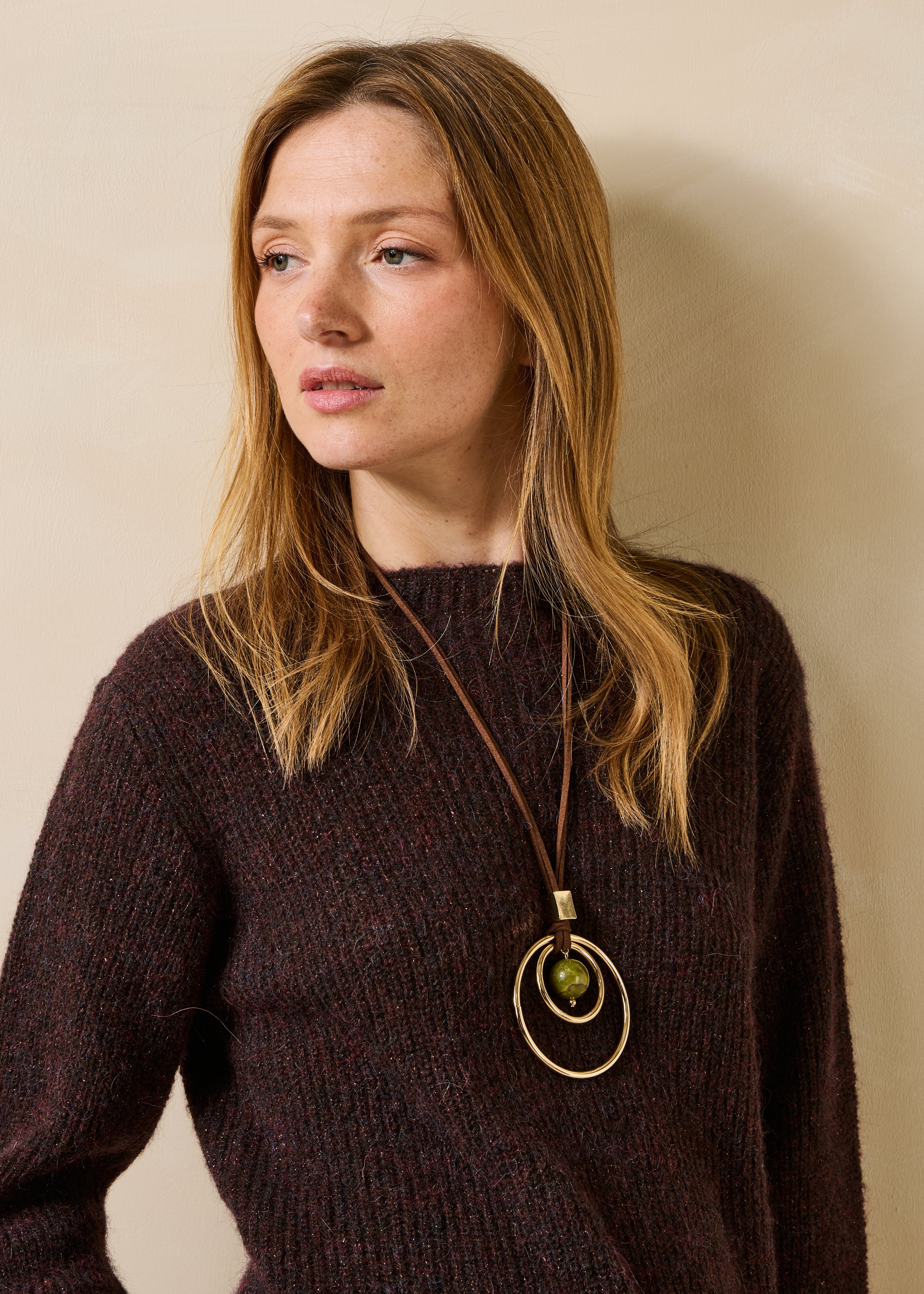 Collier sautoir multianneaux doré