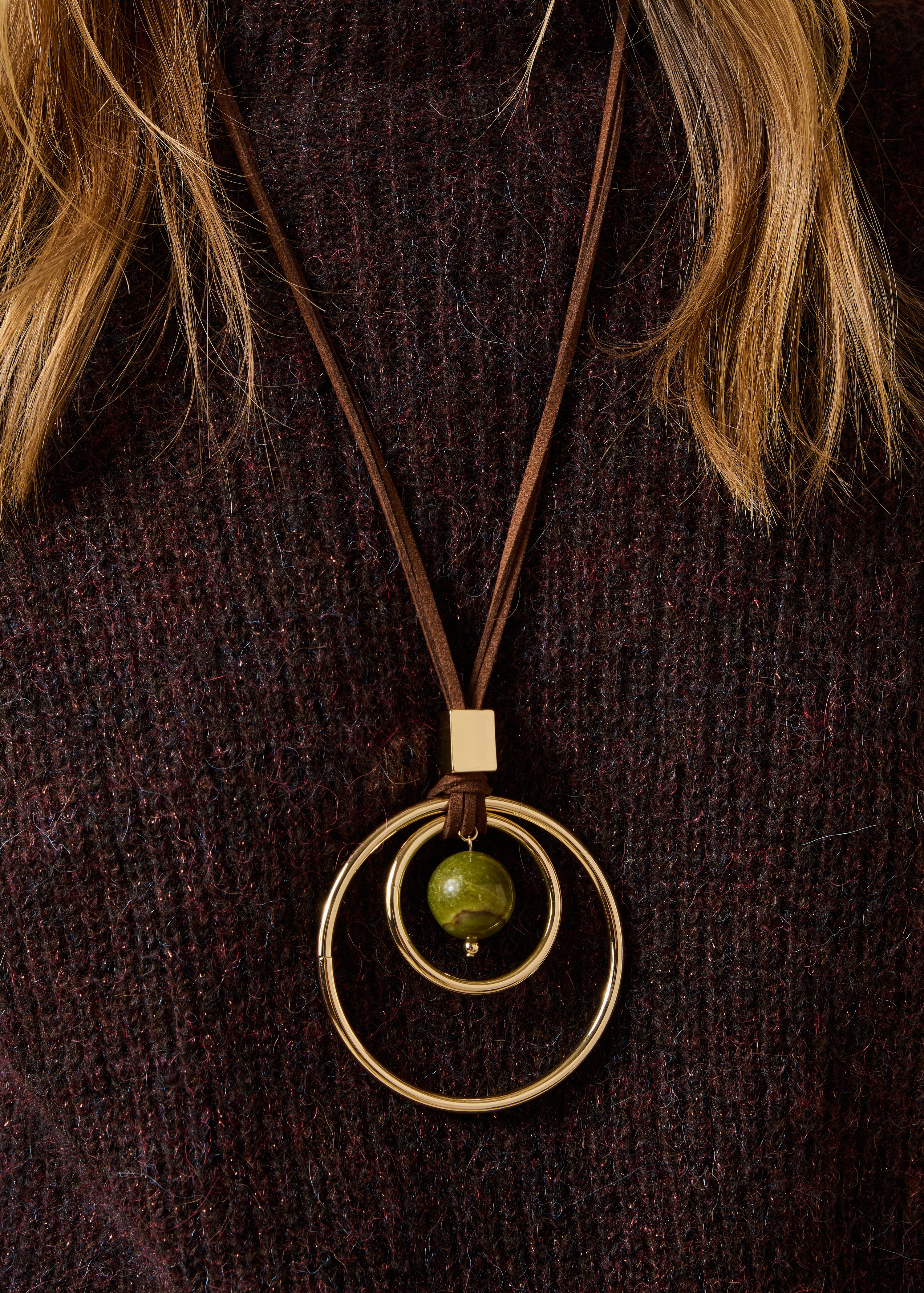 Collier sautoir multianneaux doré