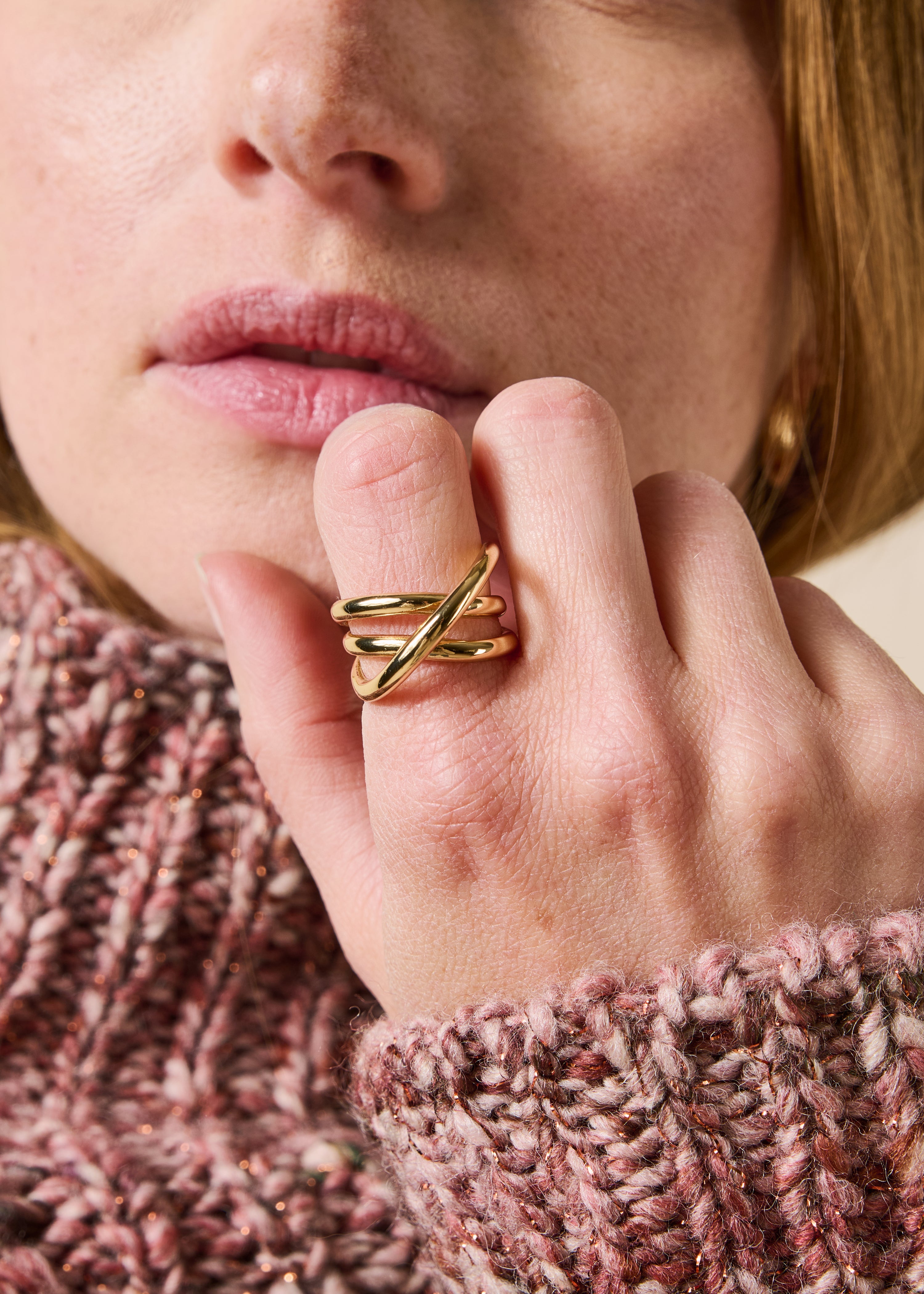 Bague multianneaux dorée