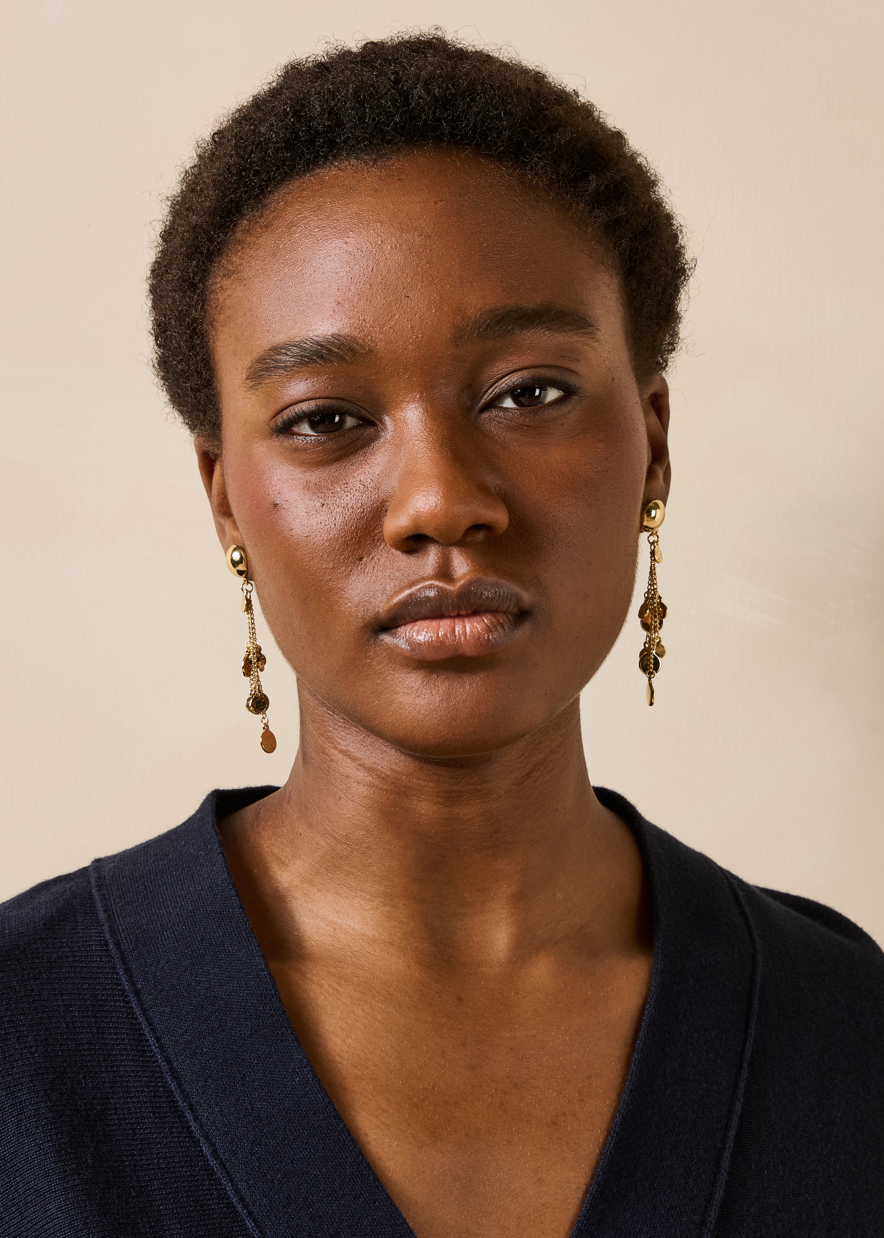 Boucles d'oreilles pendantes dorées