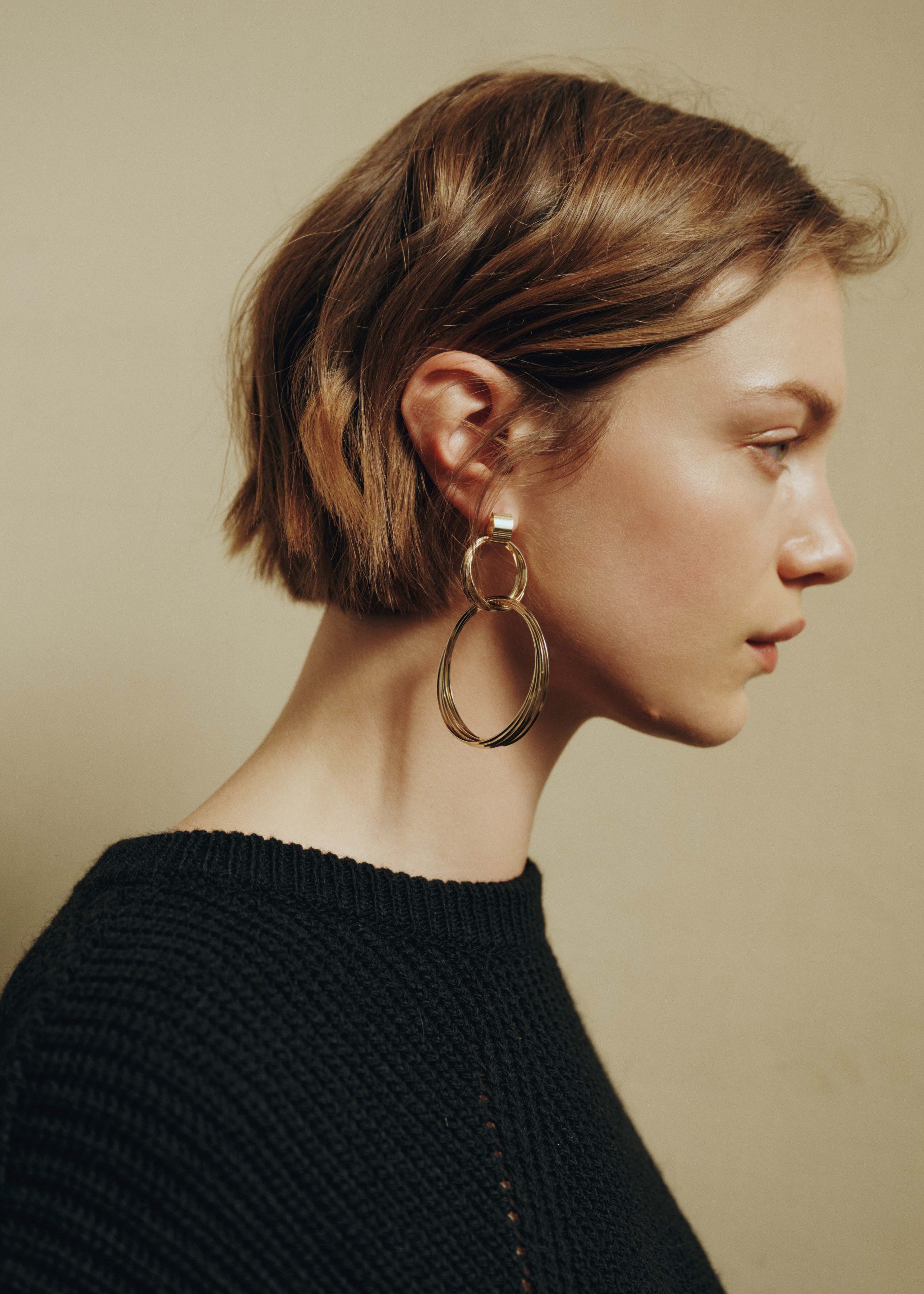 Boucles d'oreilles dorées multianneaux