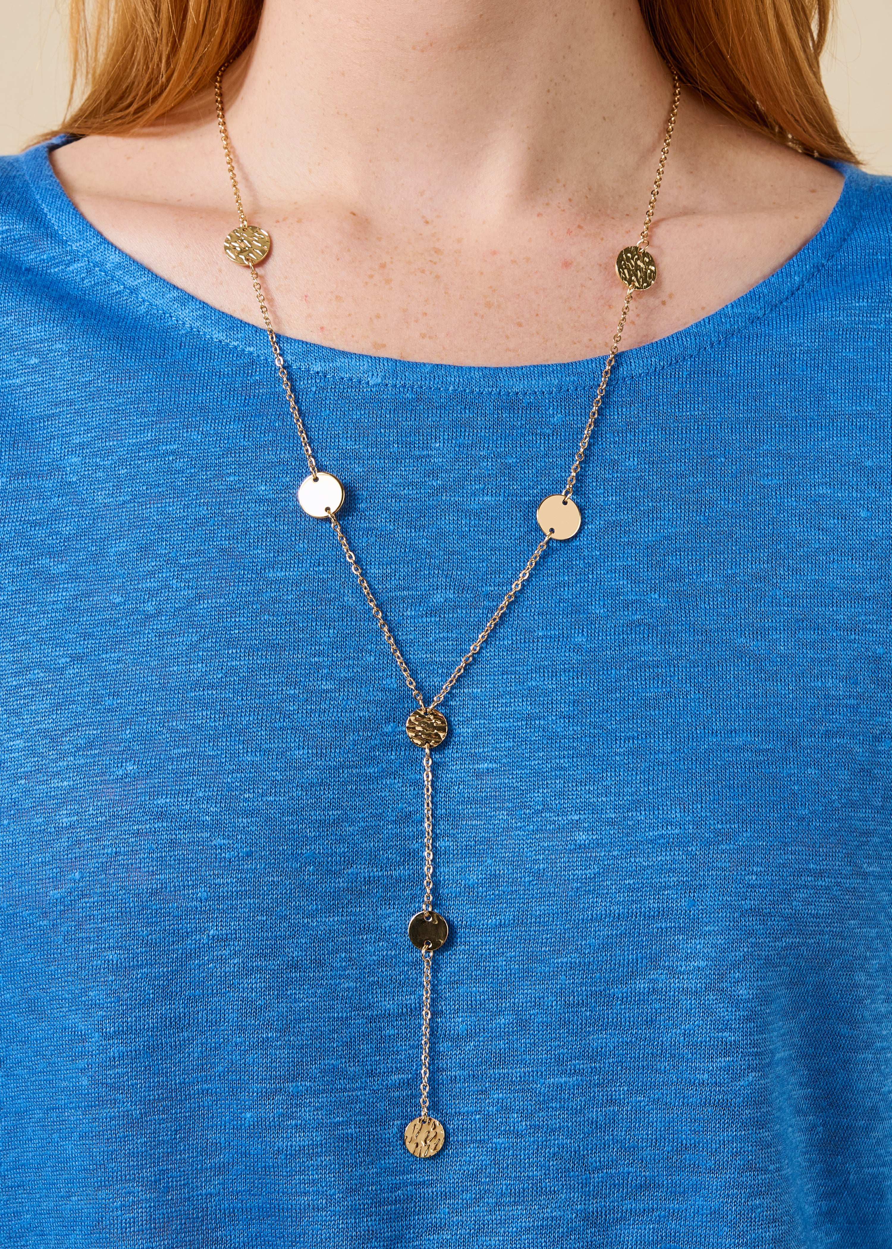 Collier sautoir doré à pampilles