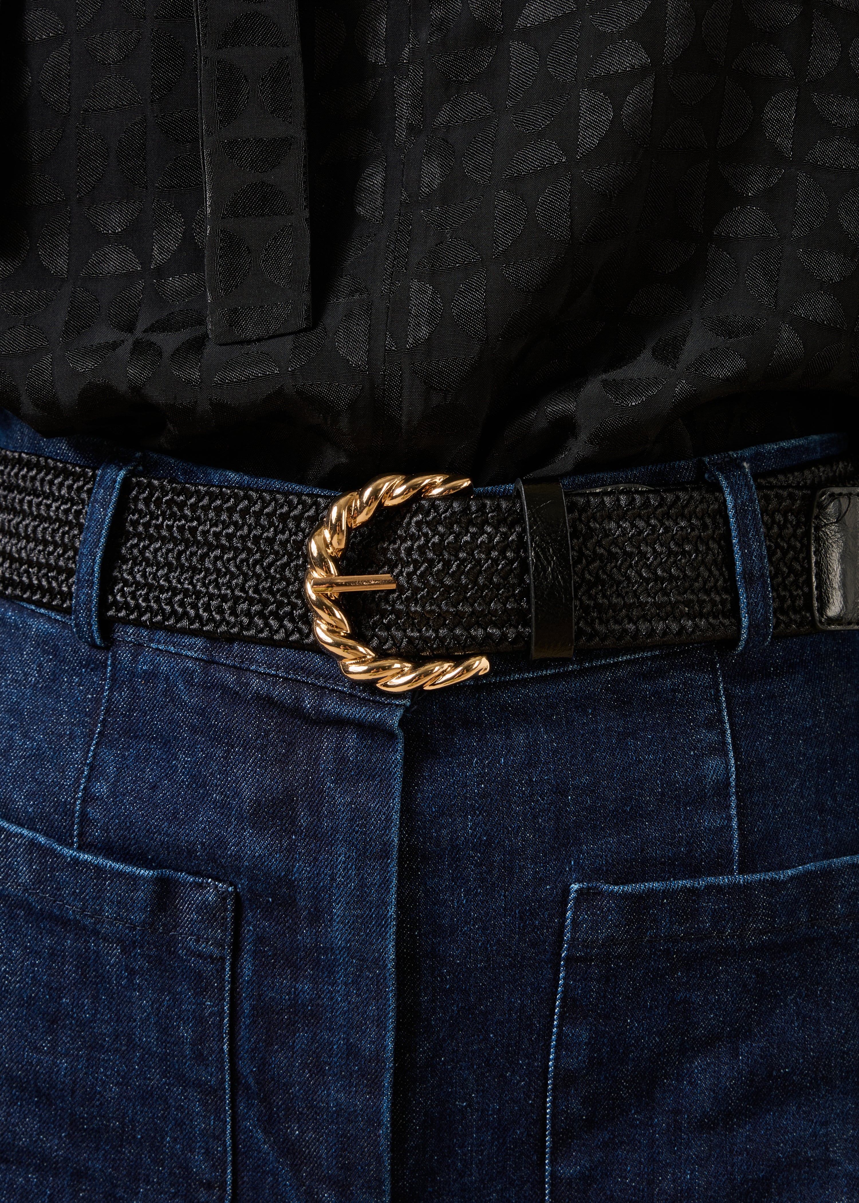 Ceinture élastiquée noire boucle twistée