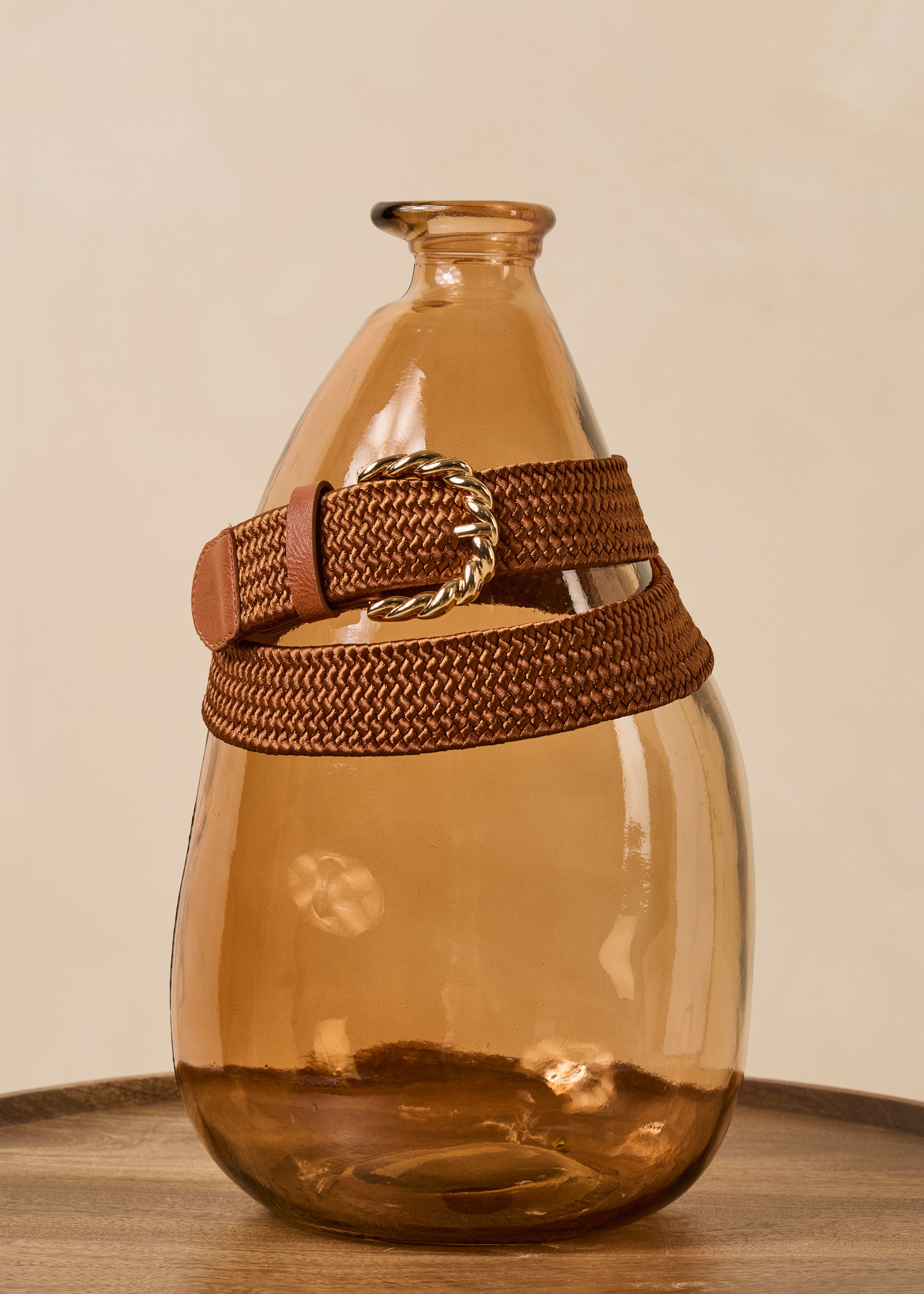 Ceinture élastiquée camel boucle twistée
