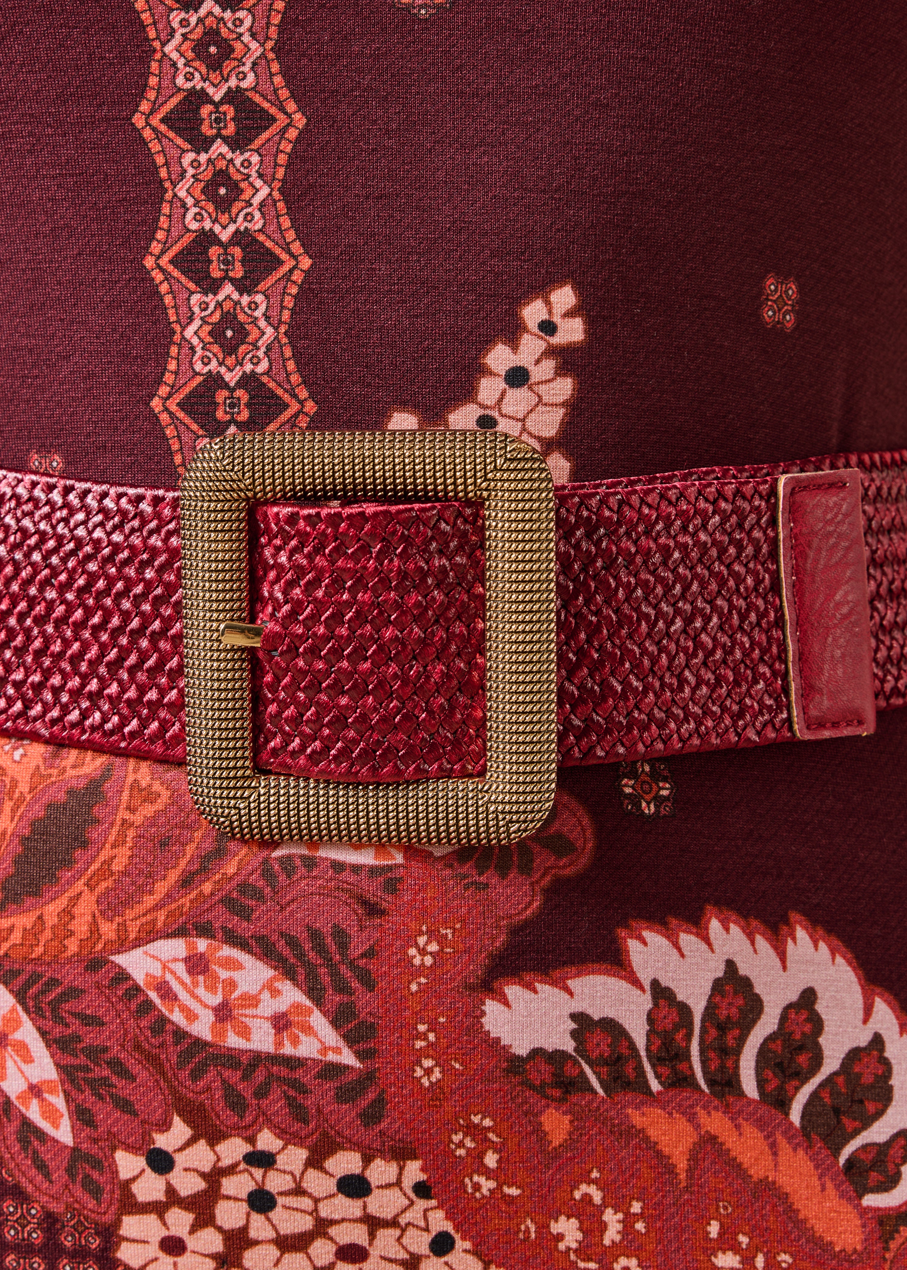 Ceinture large élastiquée bordeaux boucle rectangulaire
