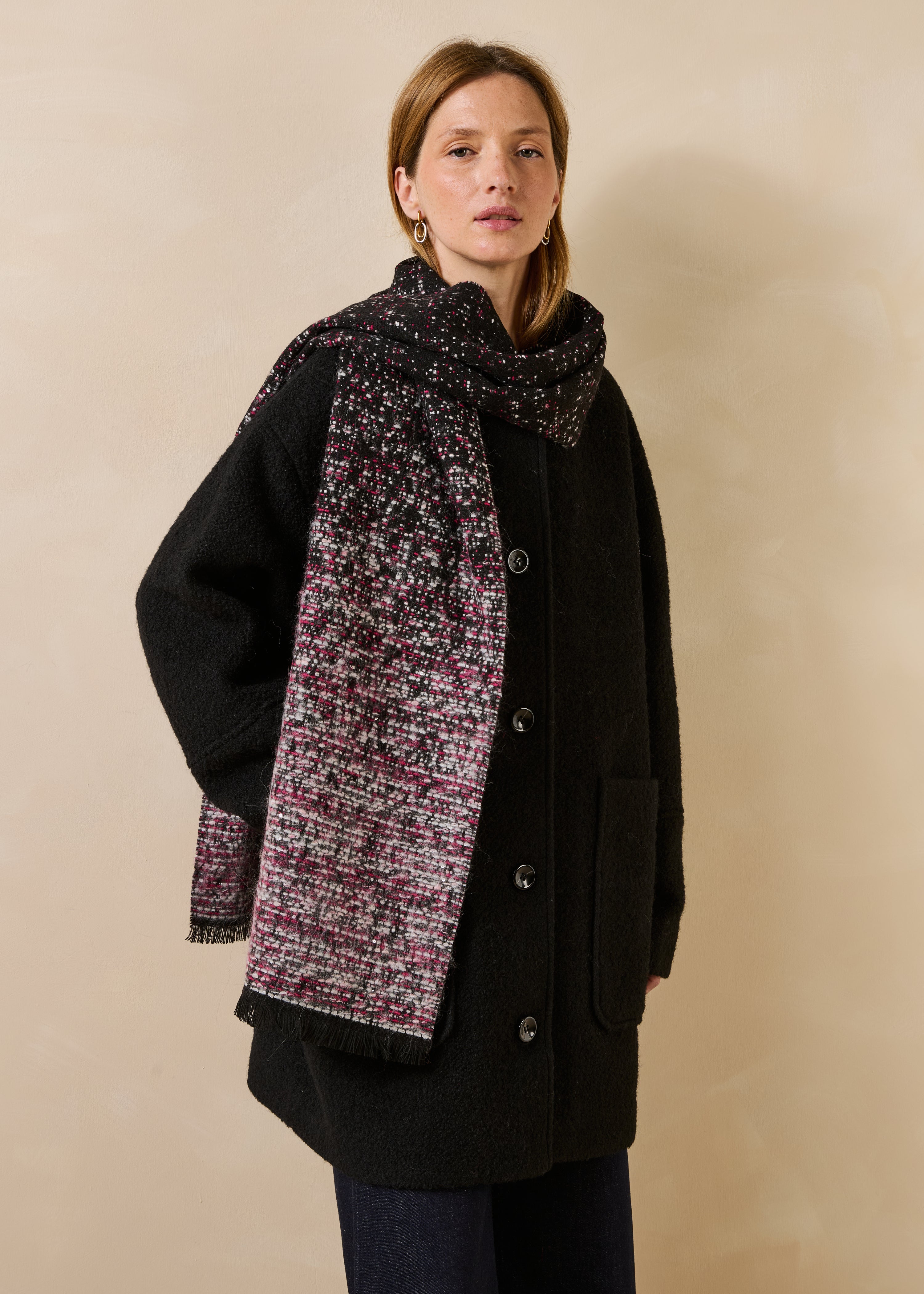 Black and red tie-dye lurex scarf