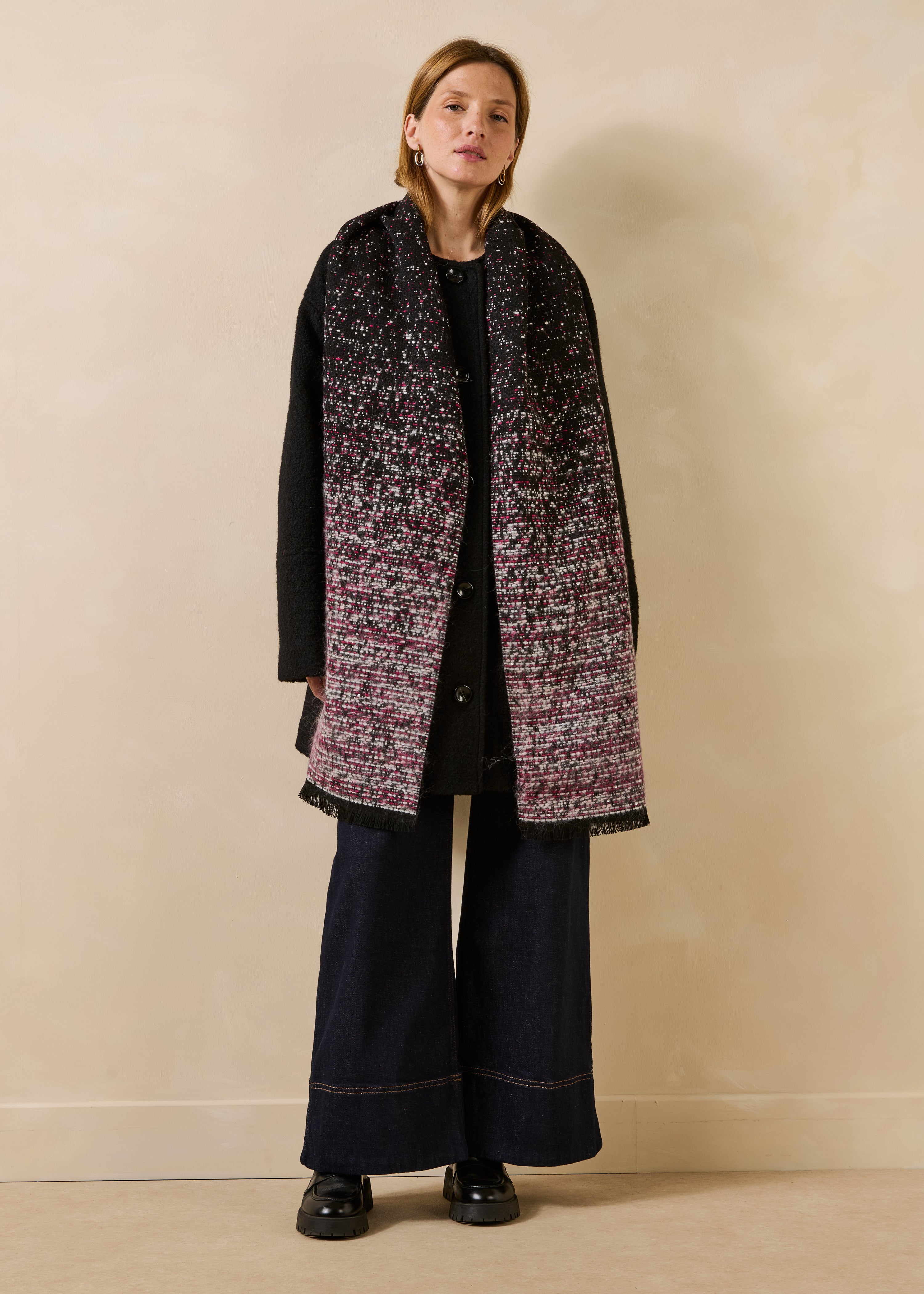 Black and red tie-dye lurex scarf