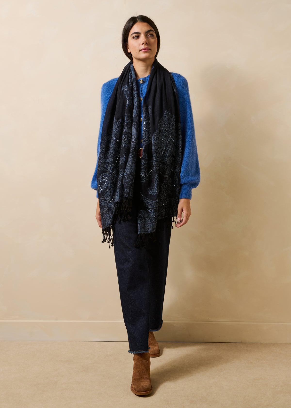 Marineblauer Schal - Grinolu