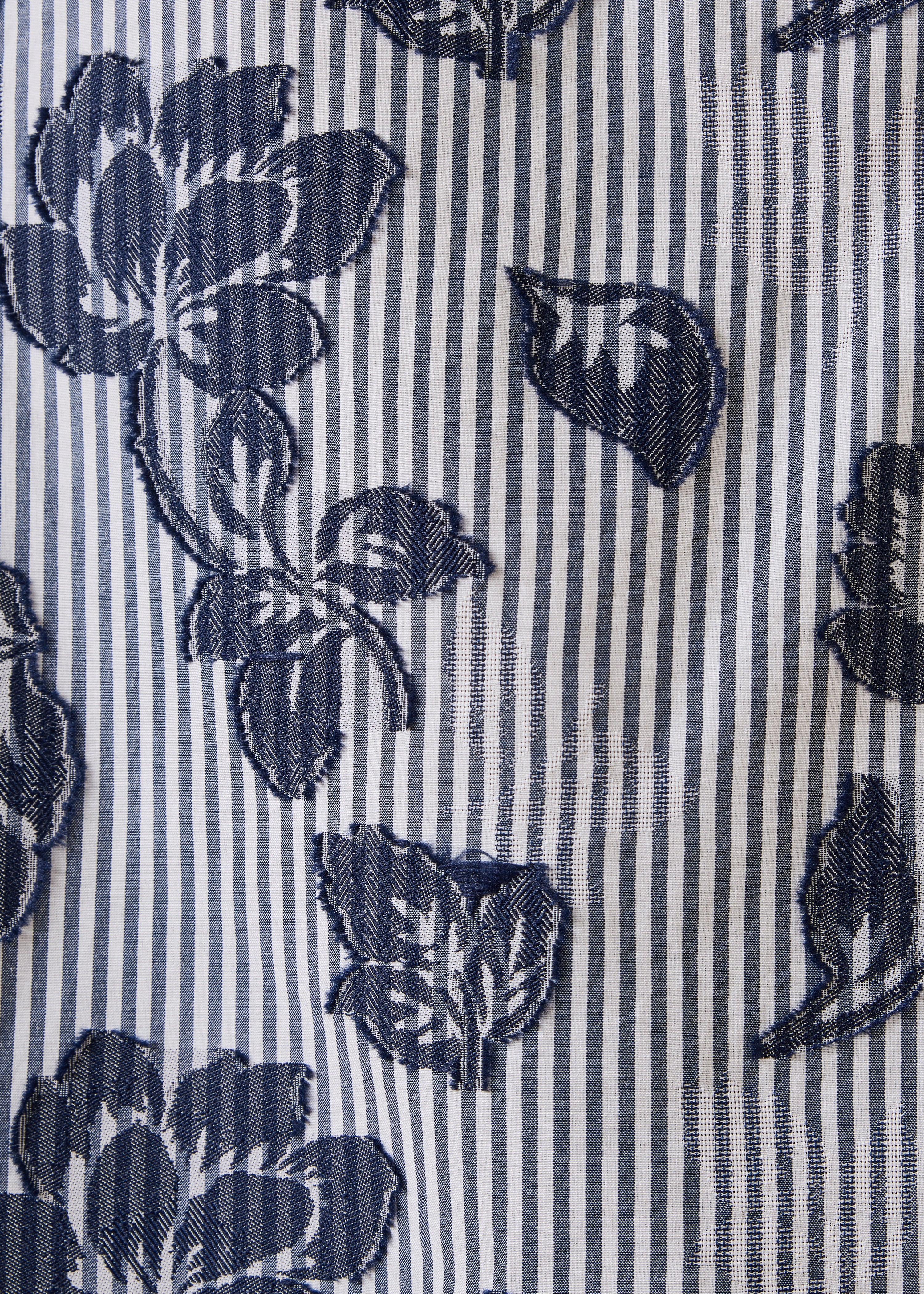 Chemise bleu denim en jacquard manches longues encolure ronde