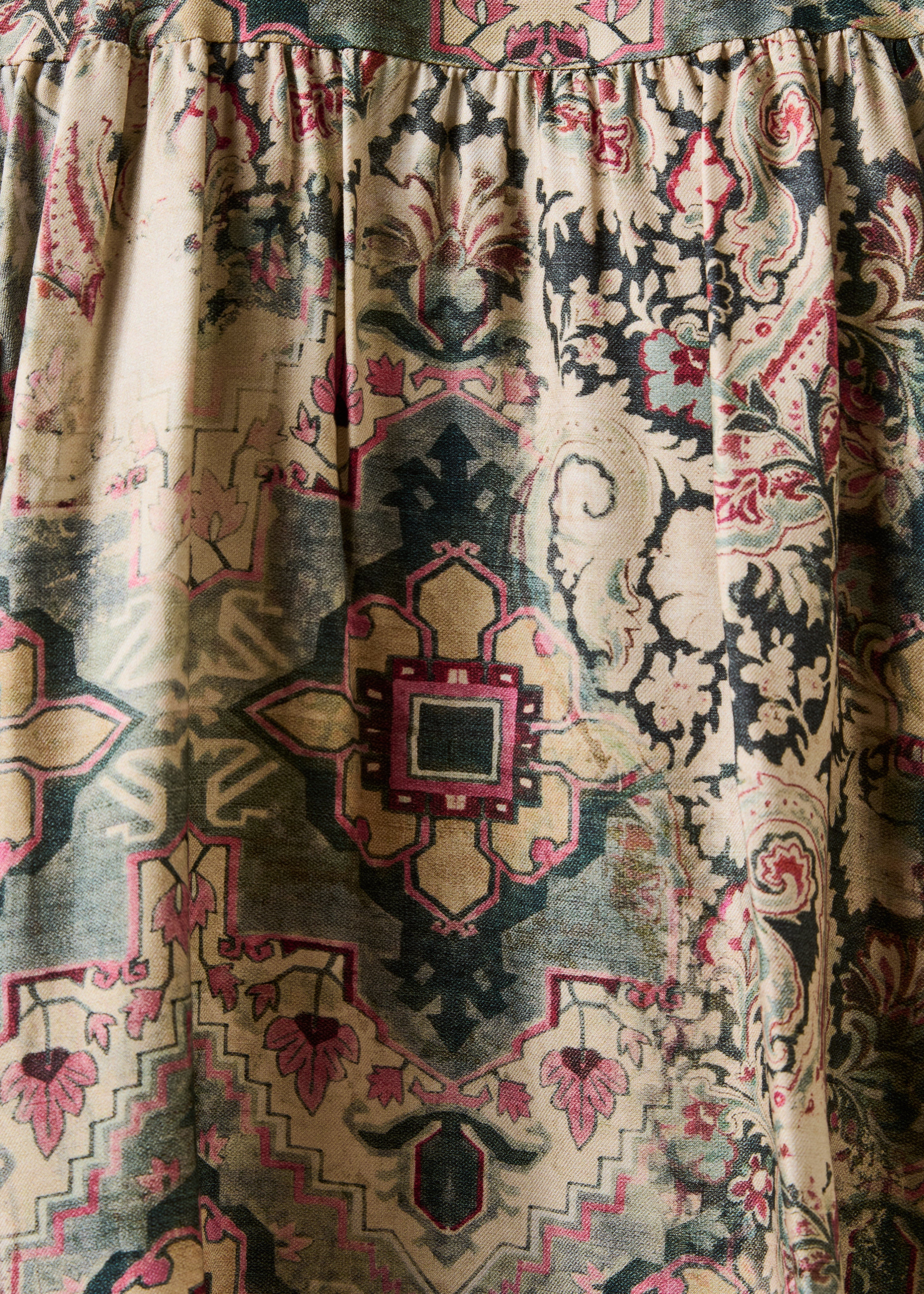 Chemise écrue manches longues à imprimé