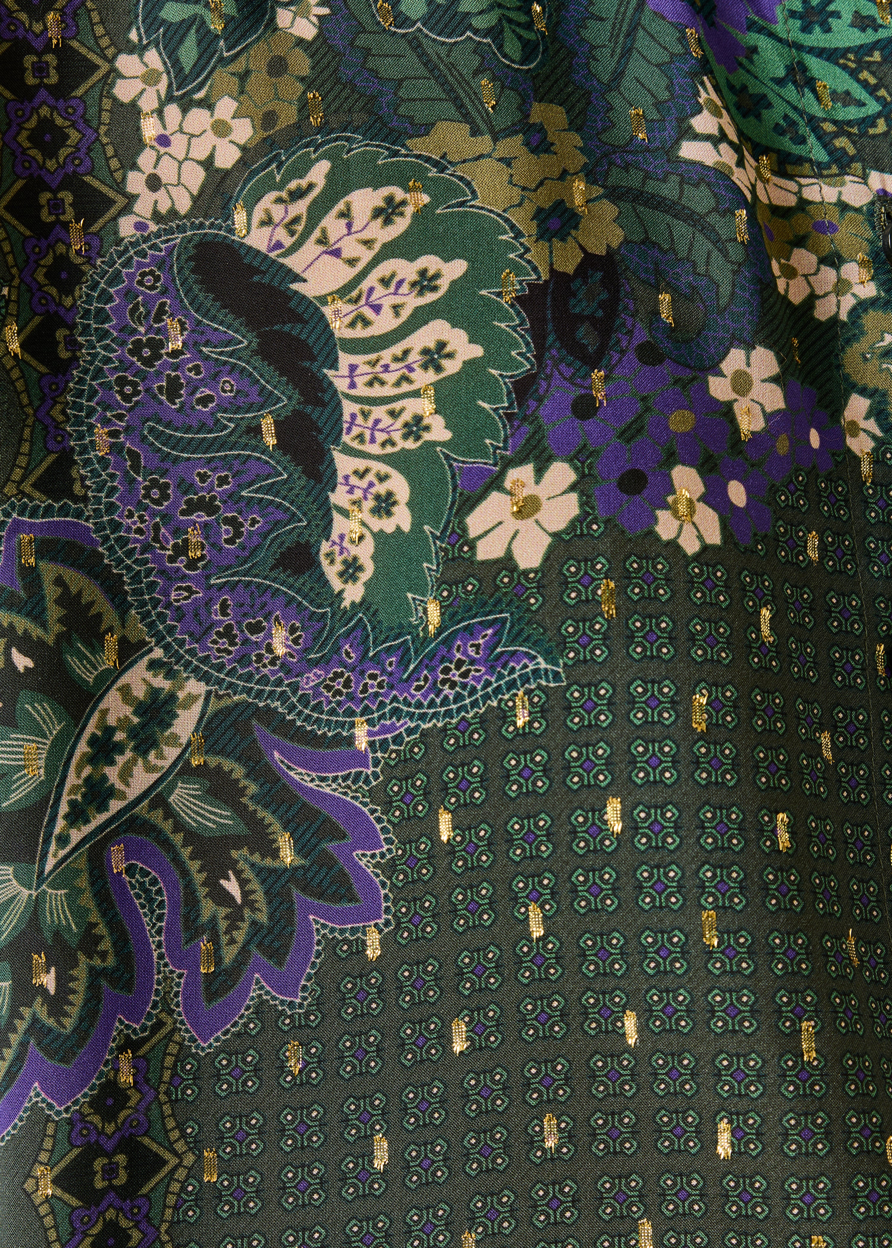Camicia verde ampia a maniche lunghe con stampa