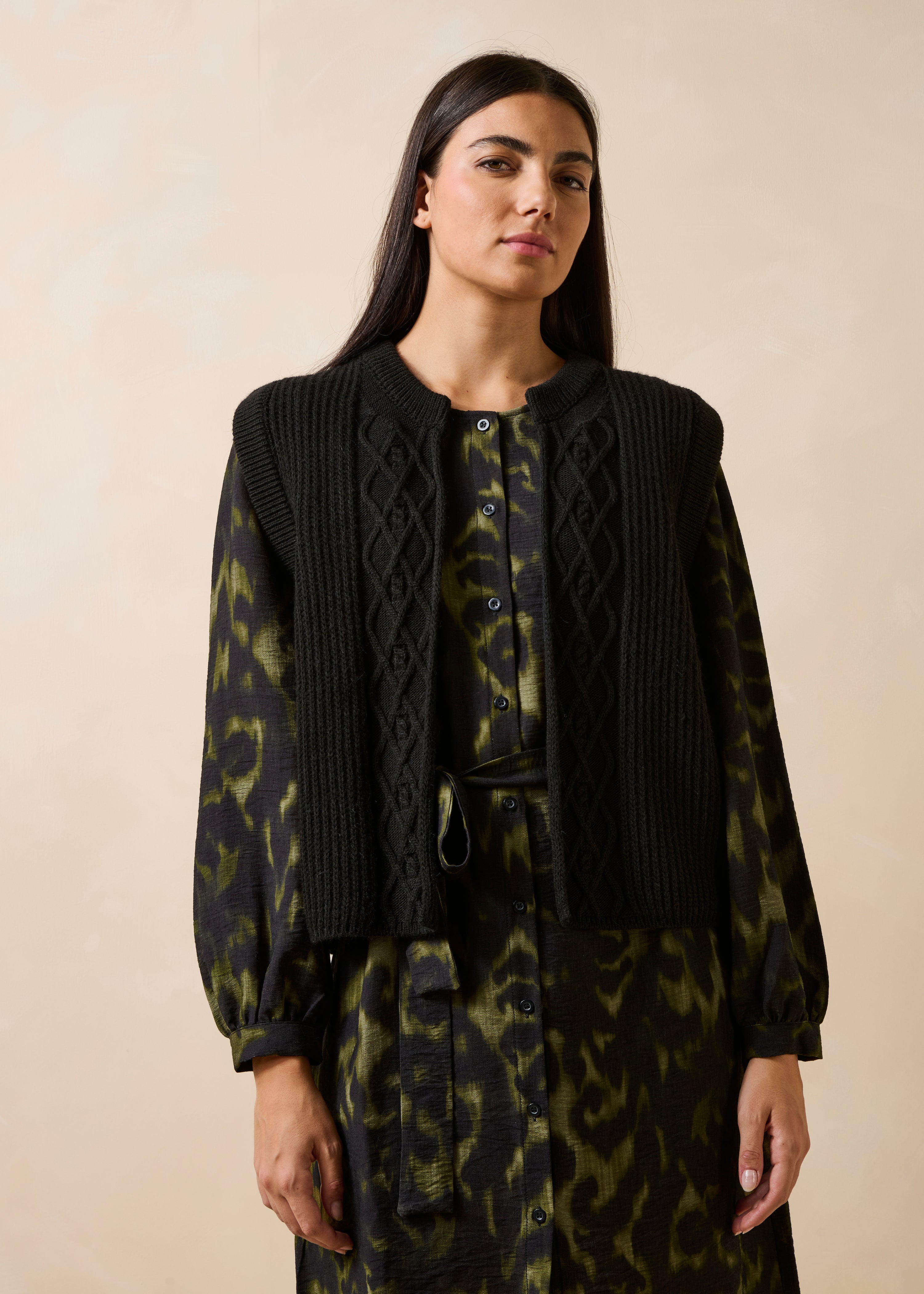 Gilet noir sans manches col rond