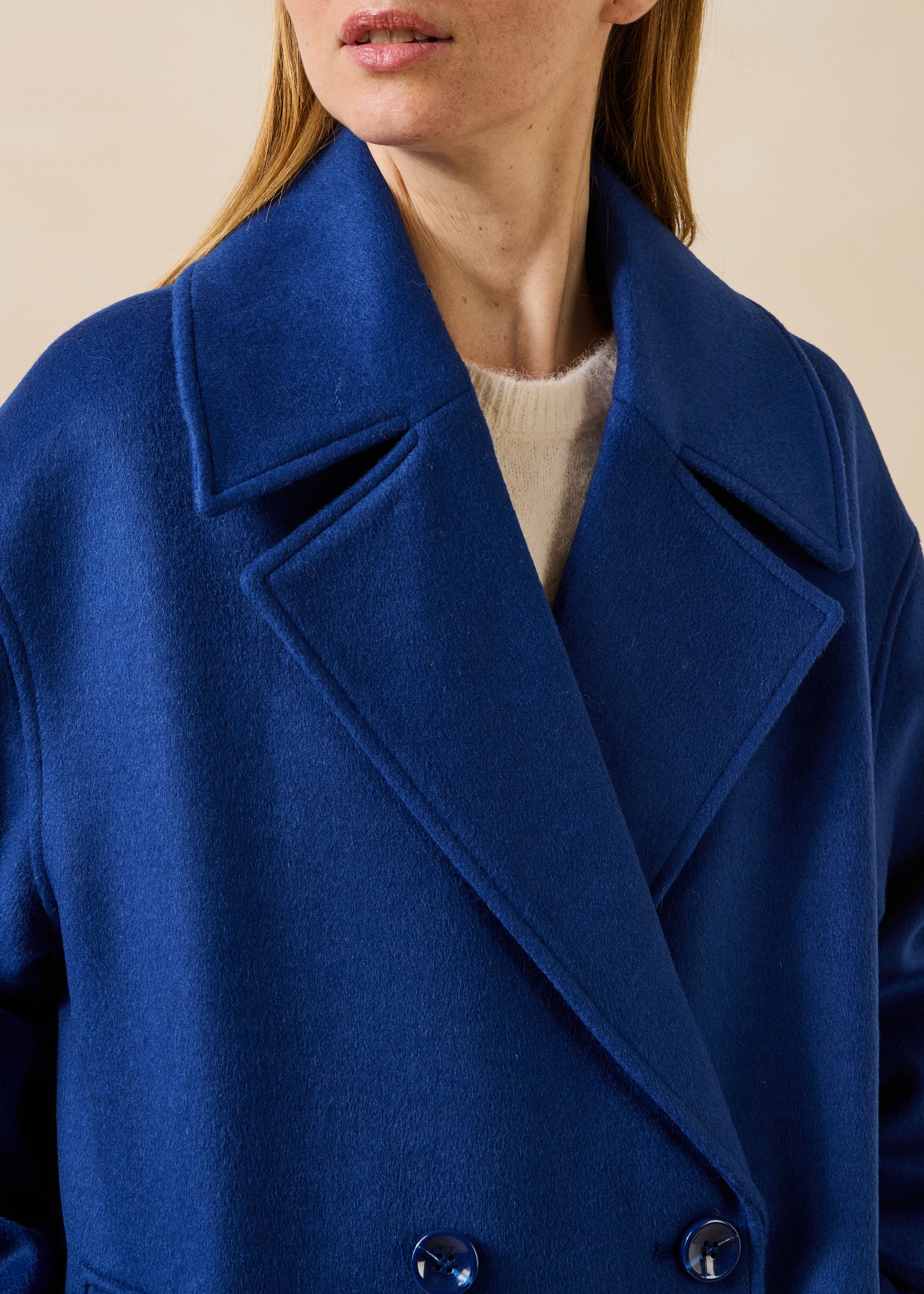 Manteau bleu marine caban en laine